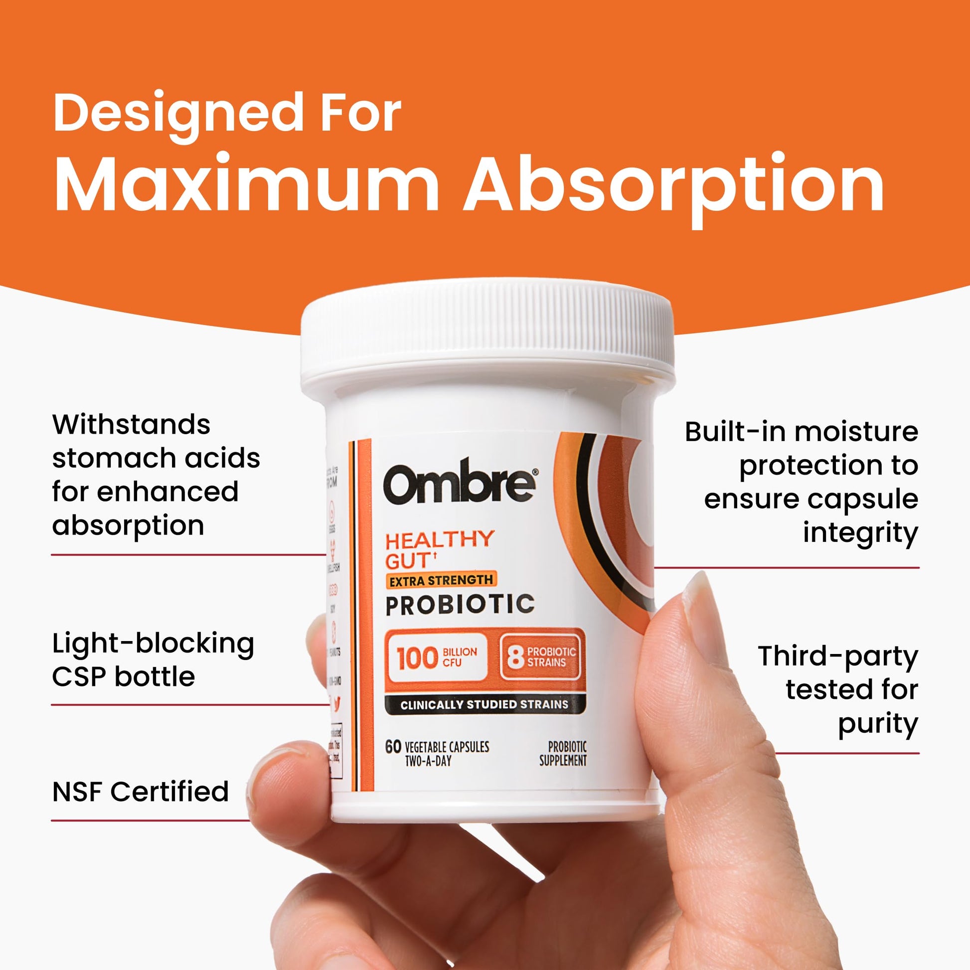 Ombre Healthy Gut Probiotics for Digestive Health 100 Billion CFU - Prebiotics and Probiotics for Women & Men with Lactobacillus Acidophilus & Digestive Enzymes, Gut Health Support, Vegan, 30 Servings Ombre buy supplements canada