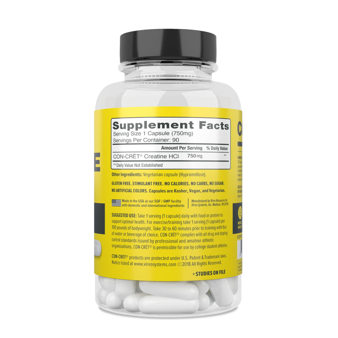 CON-CRET Creatine HCl Capsules | Muscle, Cognitive, Cellular Energy Support | No Bloating or Cramps | USA Made & NSF Certified CON-CRET buy supplements canada