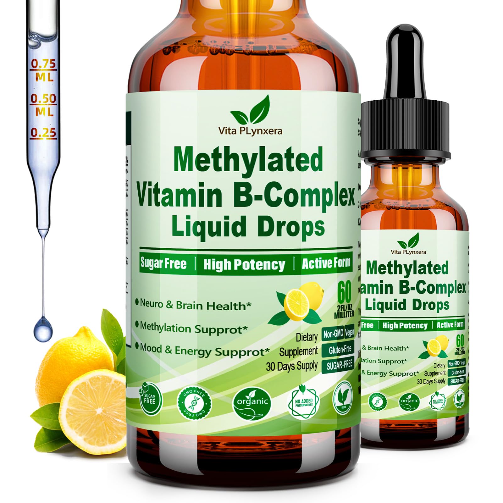Methylated B Complex Liquid Drop Complete 9-in-1 Methyl B Vitamins w. B12 Methylfolate Inositol Choline TMG Vitamin C E, Super B-Complex Methylated for MTHFR Support, Energy Mood Nerve & Brain Health1 Vita PLynxera buy supplements canada