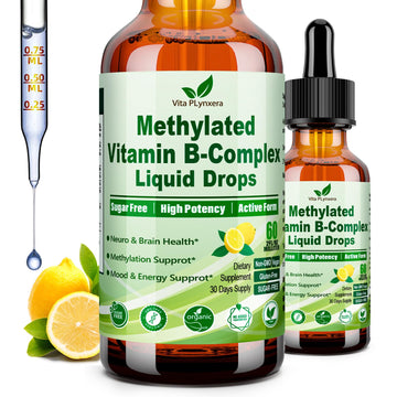 Methylated B Complex Liquid Drop Complete 9-in-1 Methyl B Vitamins w. B12 Methylfolate Inositol Choline TMG Vitamin C E, Super B-Complex Methylated for MTHFR Support, Energy Mood Nerve & Brain Health1 Vita PLynxera buy supplements canada