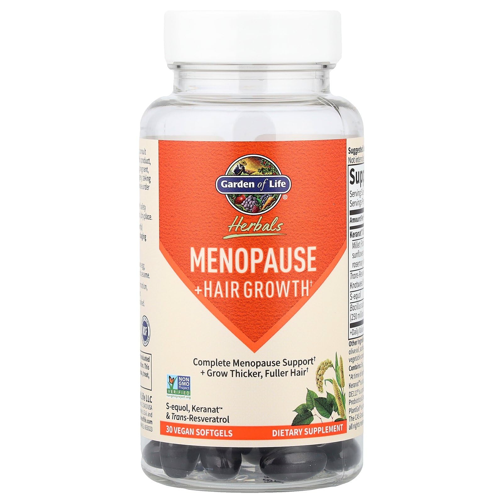 Garden of Life Herbals Menopause Supplement with S-equol & Trans-Resveratrol for Multi-Symptom Relief, Keranat for Thicker, Fuller Hair Growth – Non-GMO, Gluten-Free, Vegan, Berry Flavor, 30 Servings Garden of Life buy supplements canada
