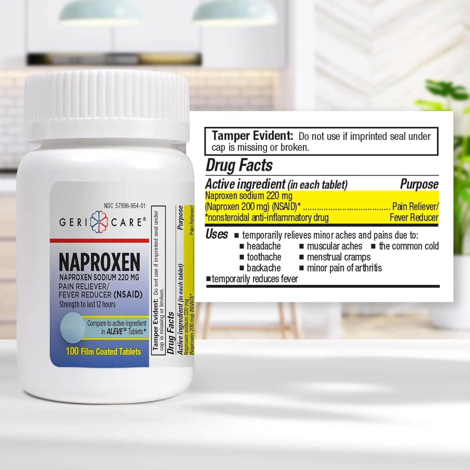 GeriCare Naproxen Sodium Tablets, 220mg (100 Count)- NSAID Extra-Strength Pain Relief for Headache, Arthritis, Muscle Aches, Menstrual Cramps- Film-Coated Naproxen, Anti-Inflammatory & Fever Reducer GeriCare buy supplements canada