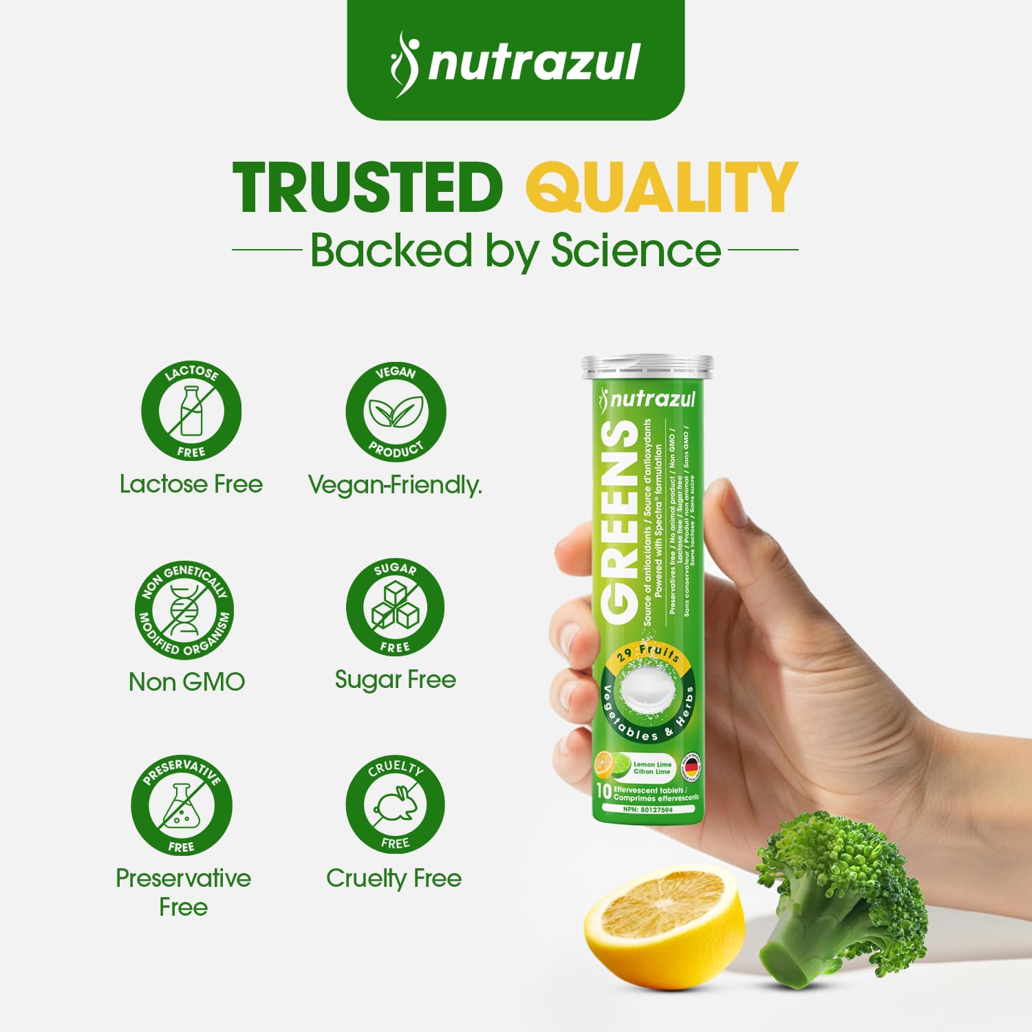 nutrazul Greens Effervescent Tablets - Daily Super Greens Supplement with 29 Superfoods - Antioxidant & Immune Support - Lemon Lime Flavor - Non-GMO - 30 Tablets nutrazul buy supplements canada
