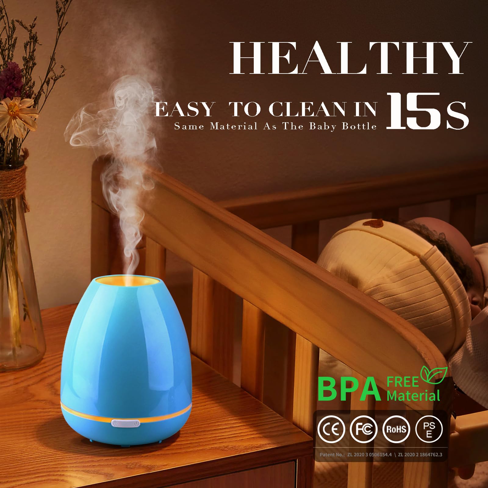 Essential Oil Diffuser for Bedroom Small Humidifier for Home Cool Mist Scent Diffuser 300ml 20 Hours Fashome buy supplements canada