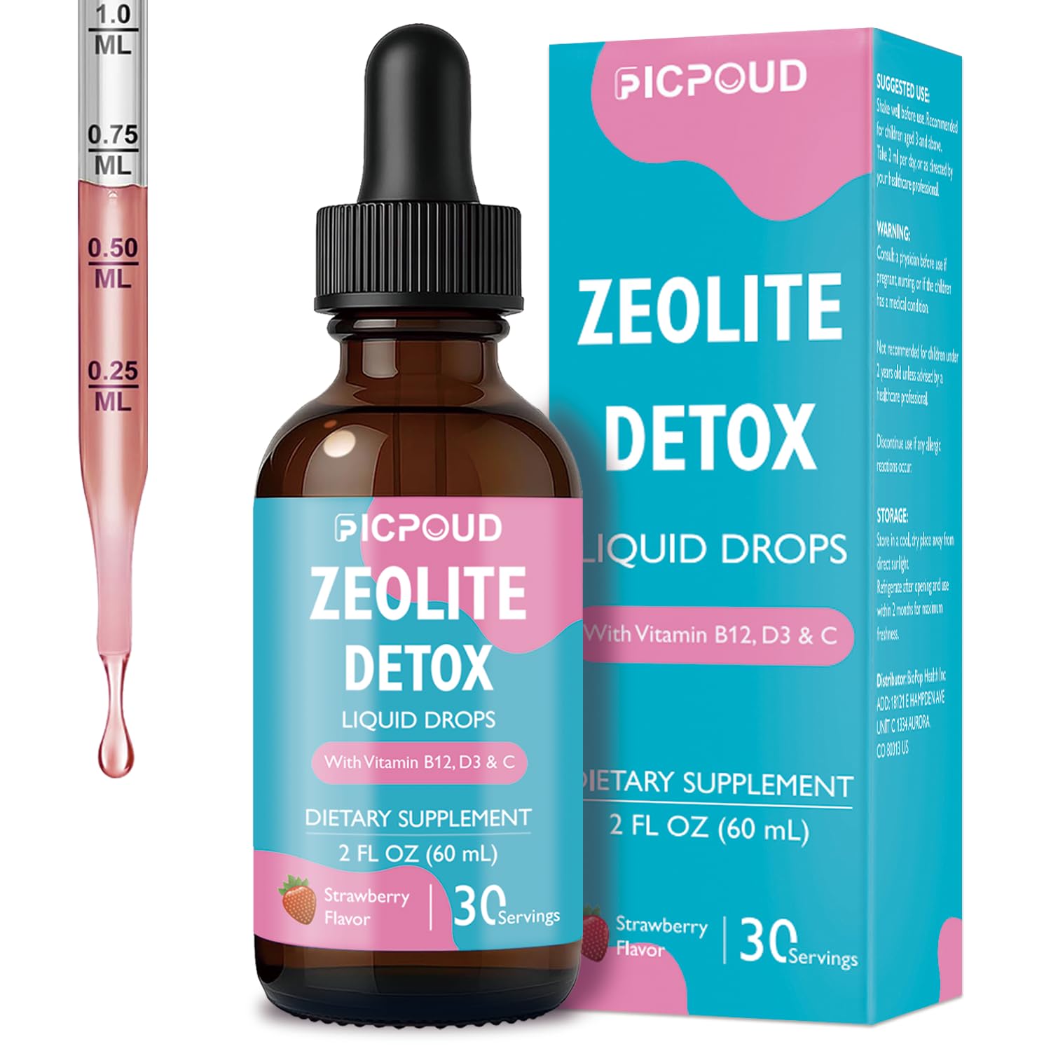 Ficpoud Zeolite Detox for Kids & Adults – Pure Zeolite clinoptilolite Liquid Drops with Vitamin B12, C & D3 – Gentle Daily Cleanse for Gut, Immune, Energy & Speech Support, Strawberry Flavor, 2 Fl Oz Ficpoud buy supplements canada