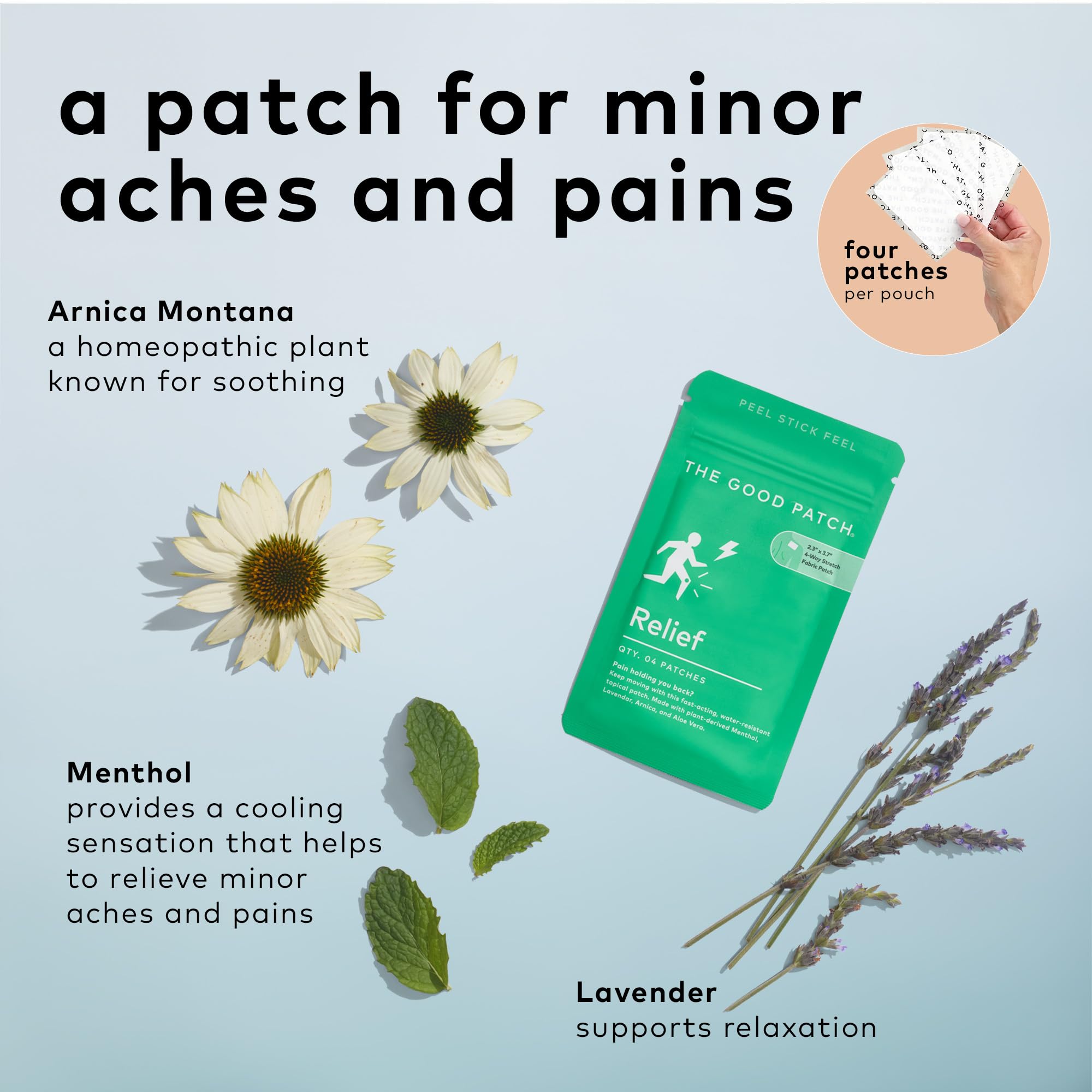 The Good Patch Muscle Pain Relief Patches, Natural Patch with Menthol, Lavender, Arnica and Aloe Vera, Sustained Release, Plant Powered Wearable Wellness, For Back, Neck, Arms, Legs (16 Total Patches) The Good Patch buy supplements canada