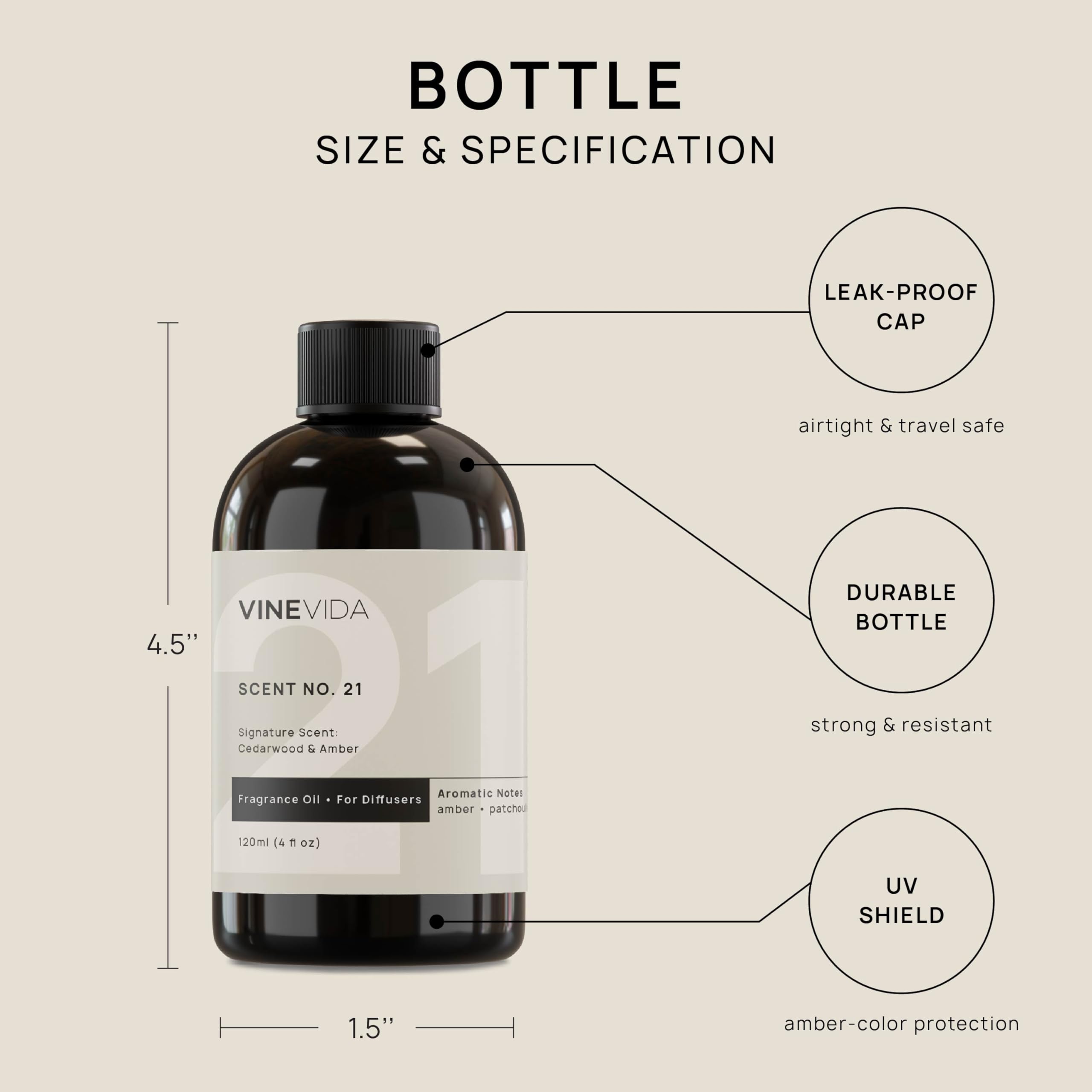 VINEVIDA [4 Fl Oz] Cedarwood & Amber Fragrance Oil for Cold Air Diffusers, Essential Oils VINEVIDA buy supplements canada