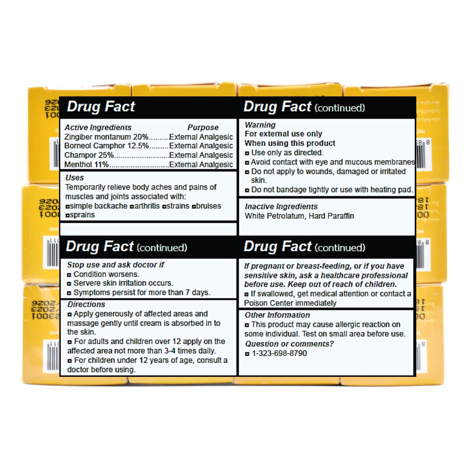 Wang Prom Herbal Balm 5gram Travel Package (Pack of 12) (Yellow) WANG PROM buy supplements canada