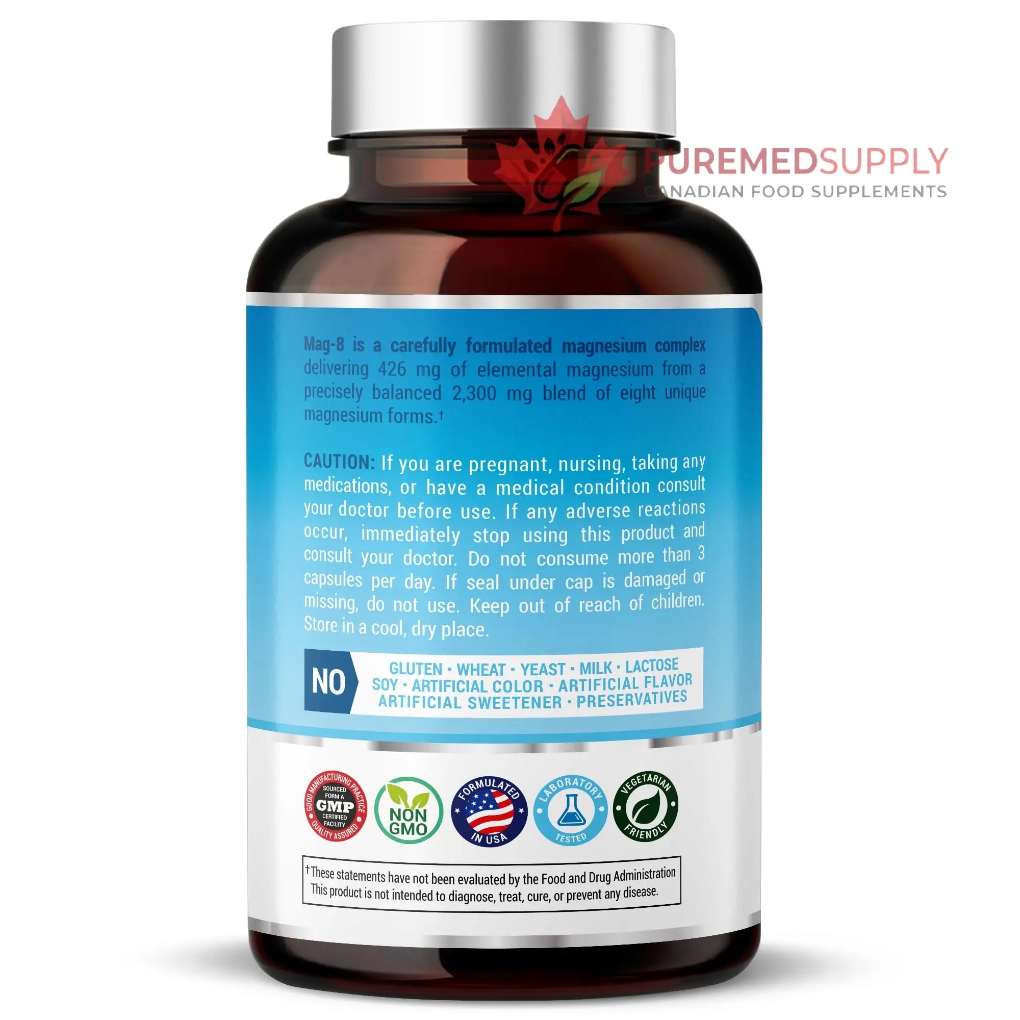 8 in 1 Magnesium Complex for Women & Men 426mg | 180 Vegan Capsules | MAG-8 Blend: Citrate, Bisglycinate, Malate, & More | Non-GMO Magnesio Complex Supplement | Provides 100% Daily Recommended Value Teraputics buy supplements canada