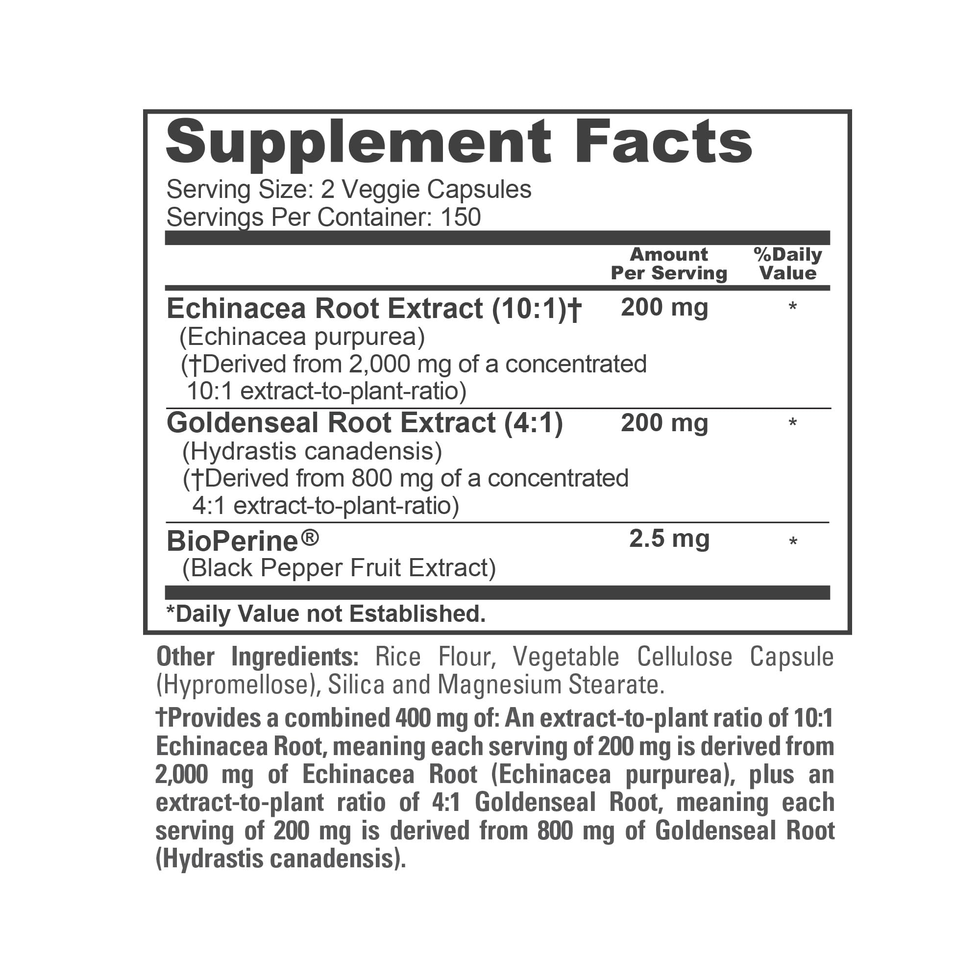 NusaPure Echinacea Goldenseal 200mg, (Extract 10:1, Equivalent to 2,000mg), 200mg, (Extract 4:1, Equivalent to 800mg) - 2800mg 300 Veggie Caps (Vegetarian, Non-GMO, Vegan) NusaPure buy supplements canada