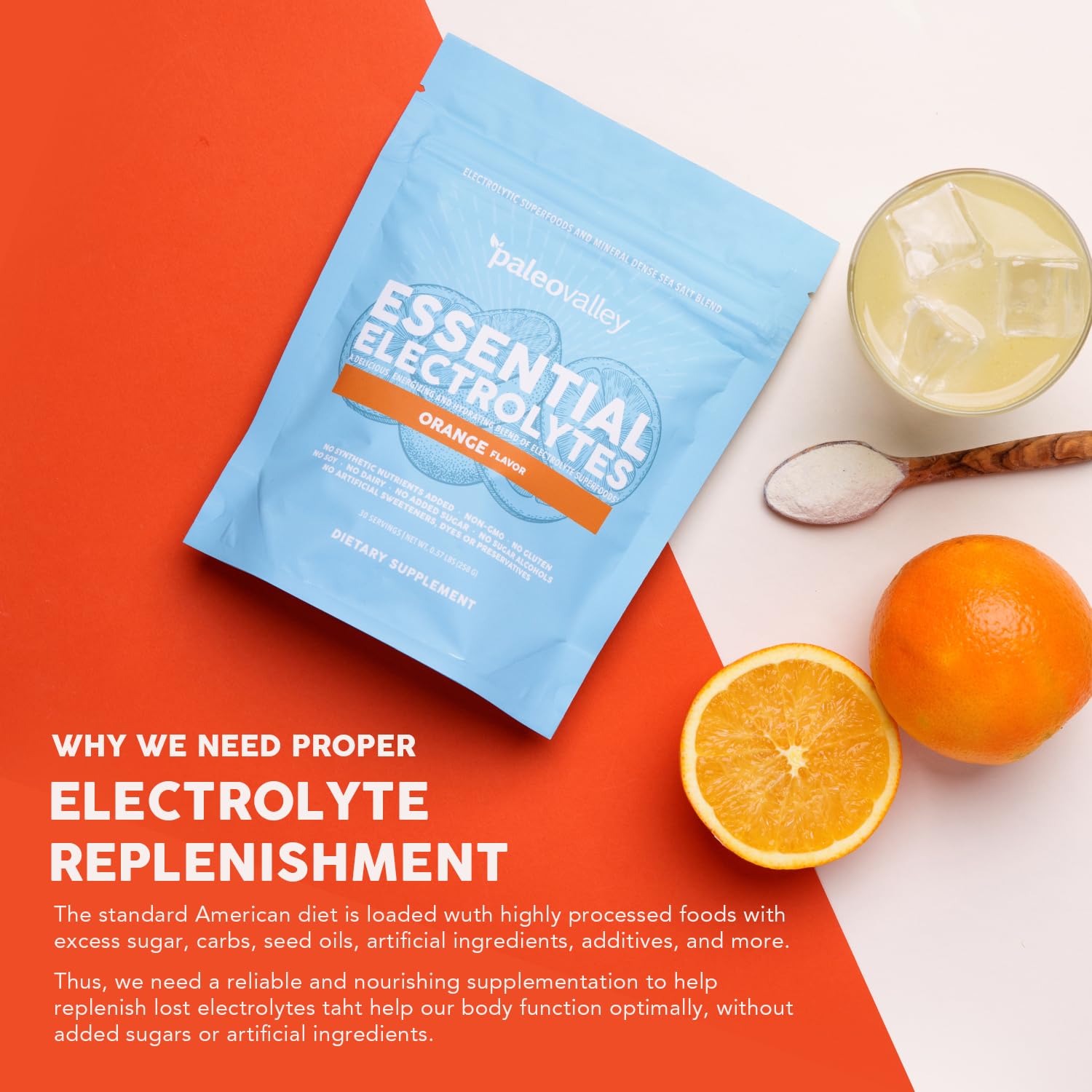 Paleovalley Essential Electrolytes Powder - Full Spectrum Orange Electrolyte Powder for Hydration, Energy and Muscle Recovery - No Sugar Added - 30 Servings Paleovalley buy supplements canada