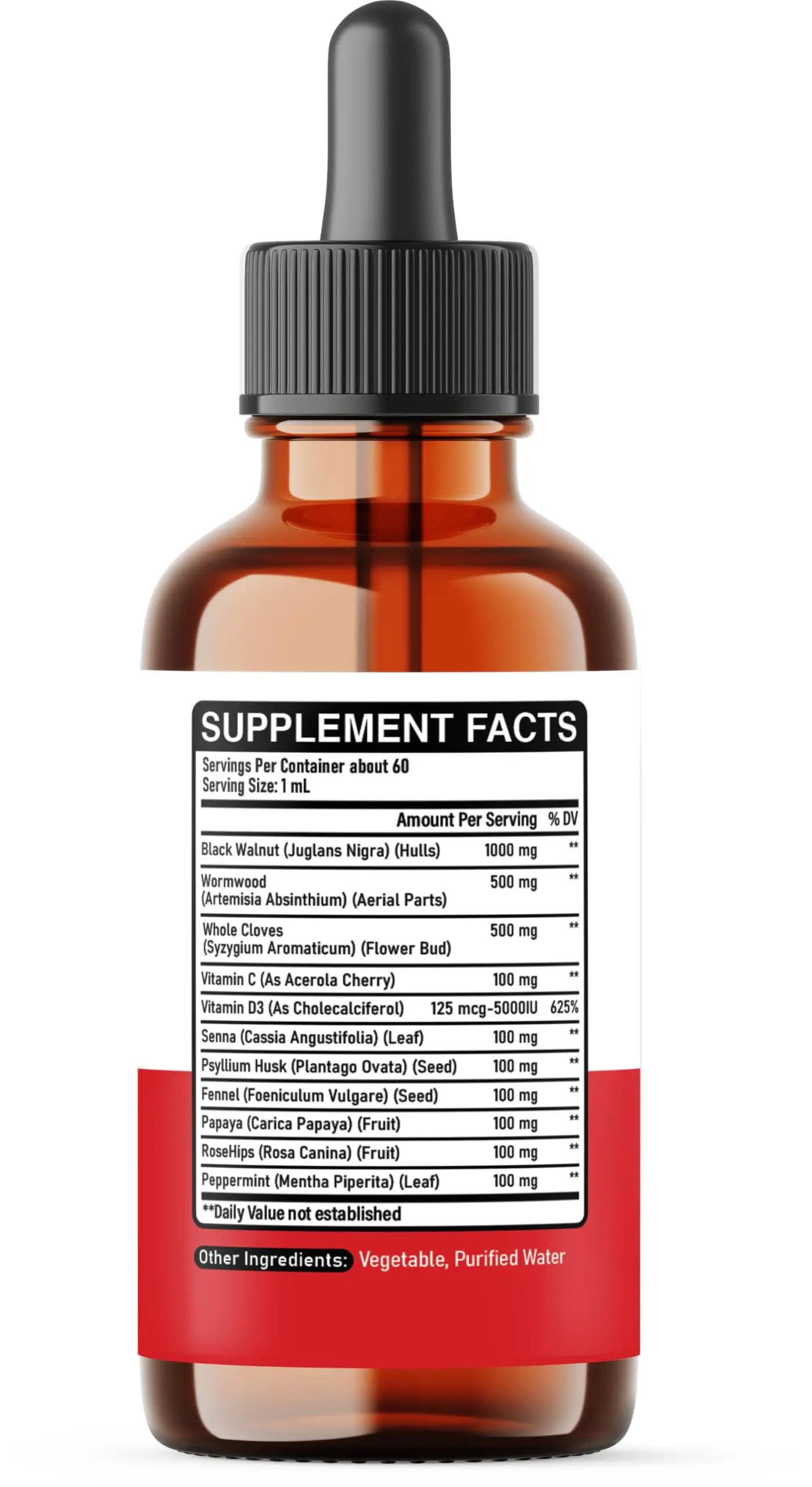 DEDICAD 11in1 Black Walnut Wormwood Cloves Liquid Drops with Cloves Buds, Senna Leaf, Psyllium Husk, Fennel Seed, Papaya Leaf and More - 2 oz Fl - 60 Days - Strawberry Flavor DEDICAD buy supplements canada