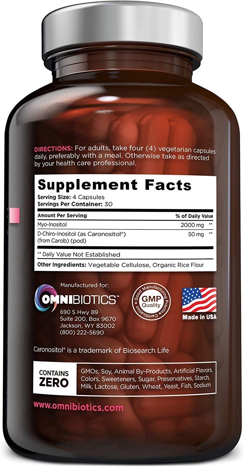 OmniBiotics Myo-Inositol & D-Chiro Inositol Supplement with 40:1 Ratio for Hormone Balance for Women - Women Supplement to Support Reproductive Health & Ovarian Function. Non-GMO - 120 Vegan Capsules OmniBiotics buy supplements canada