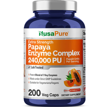 NusaPure Papaya Papain Enzyme Complex 240,000 PU - 200 Veggie Caps - Suitable for Vegetarian, Vegan Non-GMO NusaPure buy supplements canada