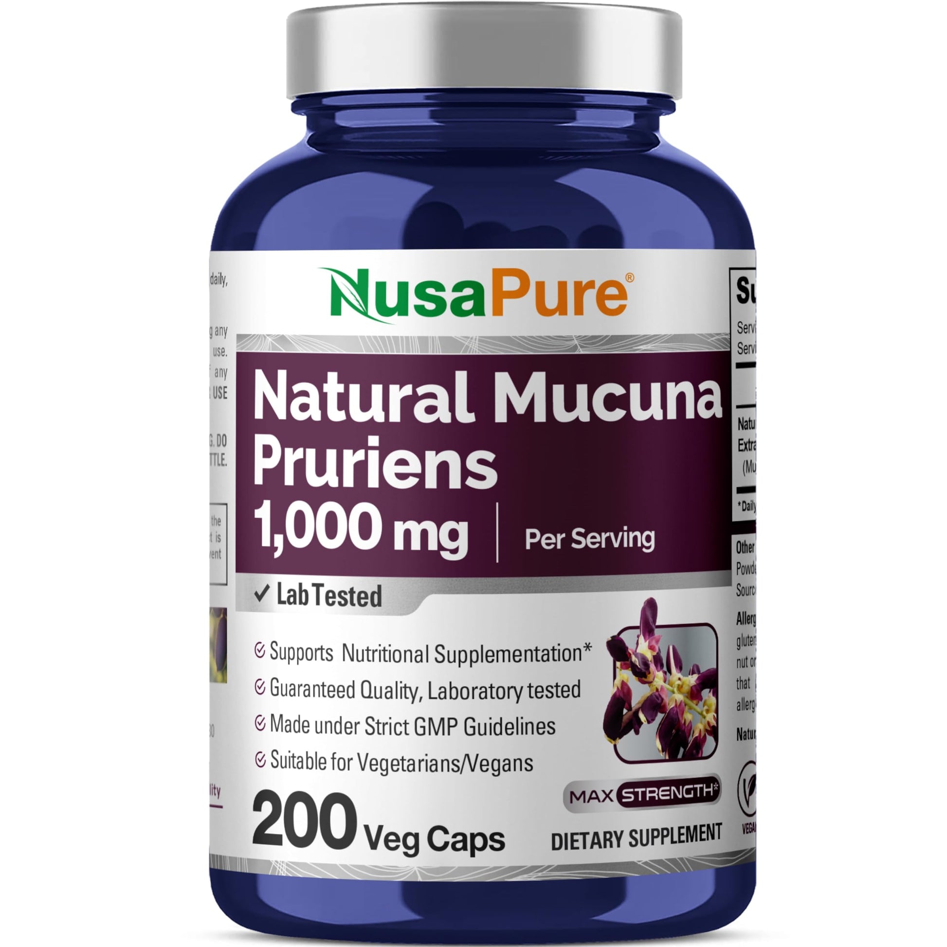 NusaPure Mucuna Pruriens 1000mg 200 Veggie Caps (Non-GMO, 100% Vegetarian, Vegan) NusaPure buy supplements canada