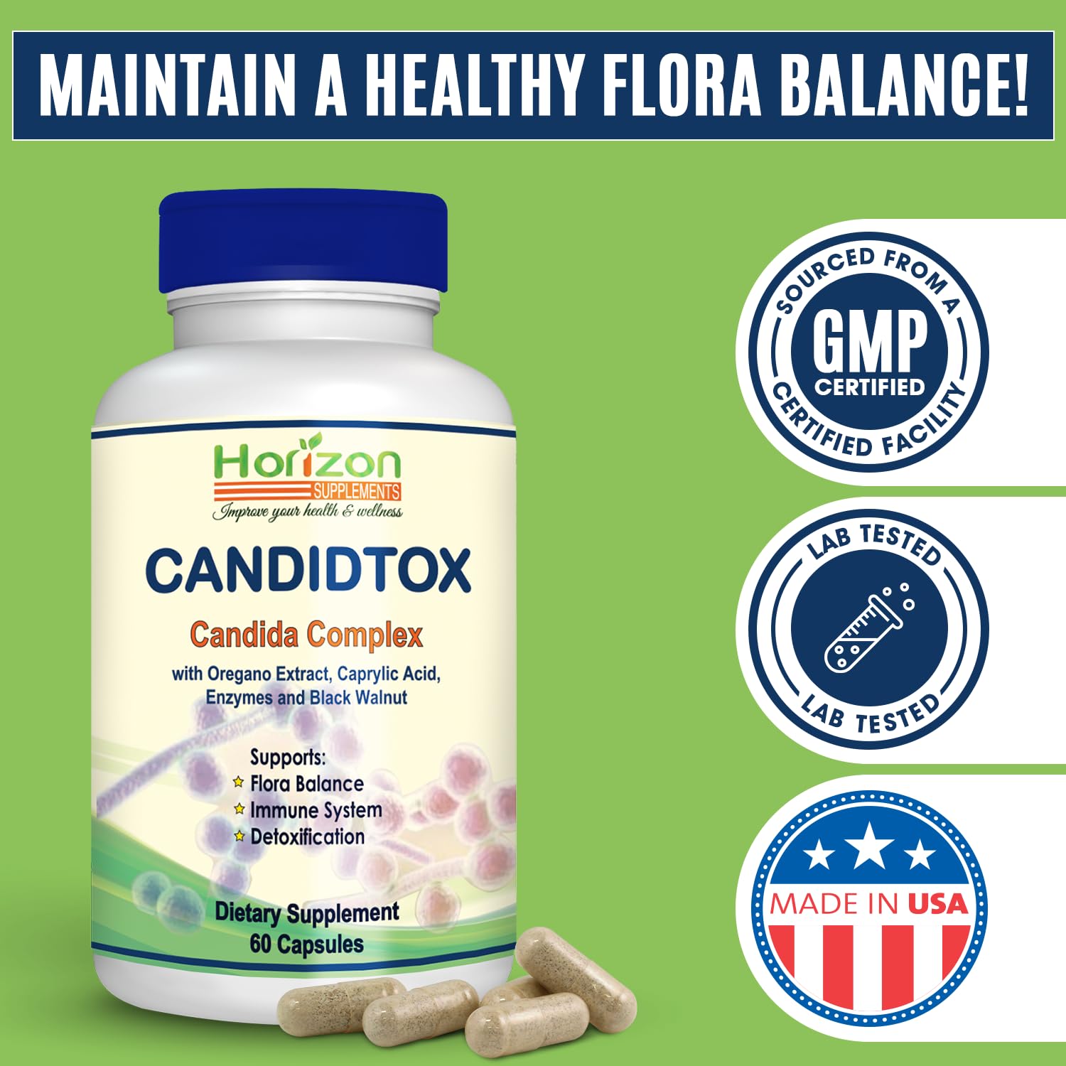 Candida Cleanse Support and Detox with Natural Herbs, probiotics and Oregano Oil Horizon Supplements buy supplements canada