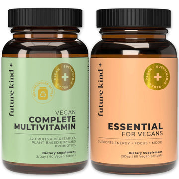 Future Kind Multivitamin Bundle - Vegan Complete Multivitamin and Vegan Essential Multivitamin - Vegan Vitamin B12, Omega 3, and Vitamin D3 - Complete Multivitamin, 42 Vitamins in 1 for Men and Women Future Kind buy supplements canada
