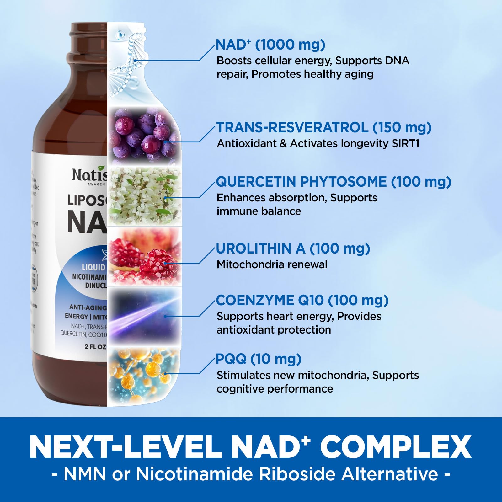 NATISLAND Liposomal NAD Supplement, 1000mg NAD+ Liquid Drops for Women & Men, with Resveratrol, Urolithin A, Quercetin, CoQ10 & PQQ, for Cellular & Metabolism Health, Energy & Anti-Aging, 2 Fl Oz NATISLAND buy supplements canada