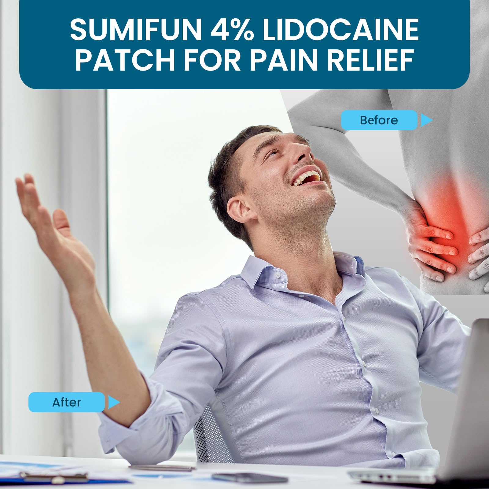 Sumifun 4% Lidocaine Patches, Long Lasting Plaster Patch for Knee, Shoulder, Muscle, Joints with Natural Ingredients, Extended Patch with Lidocaine (Large, Count, 18) Sumifun buy supplements canada