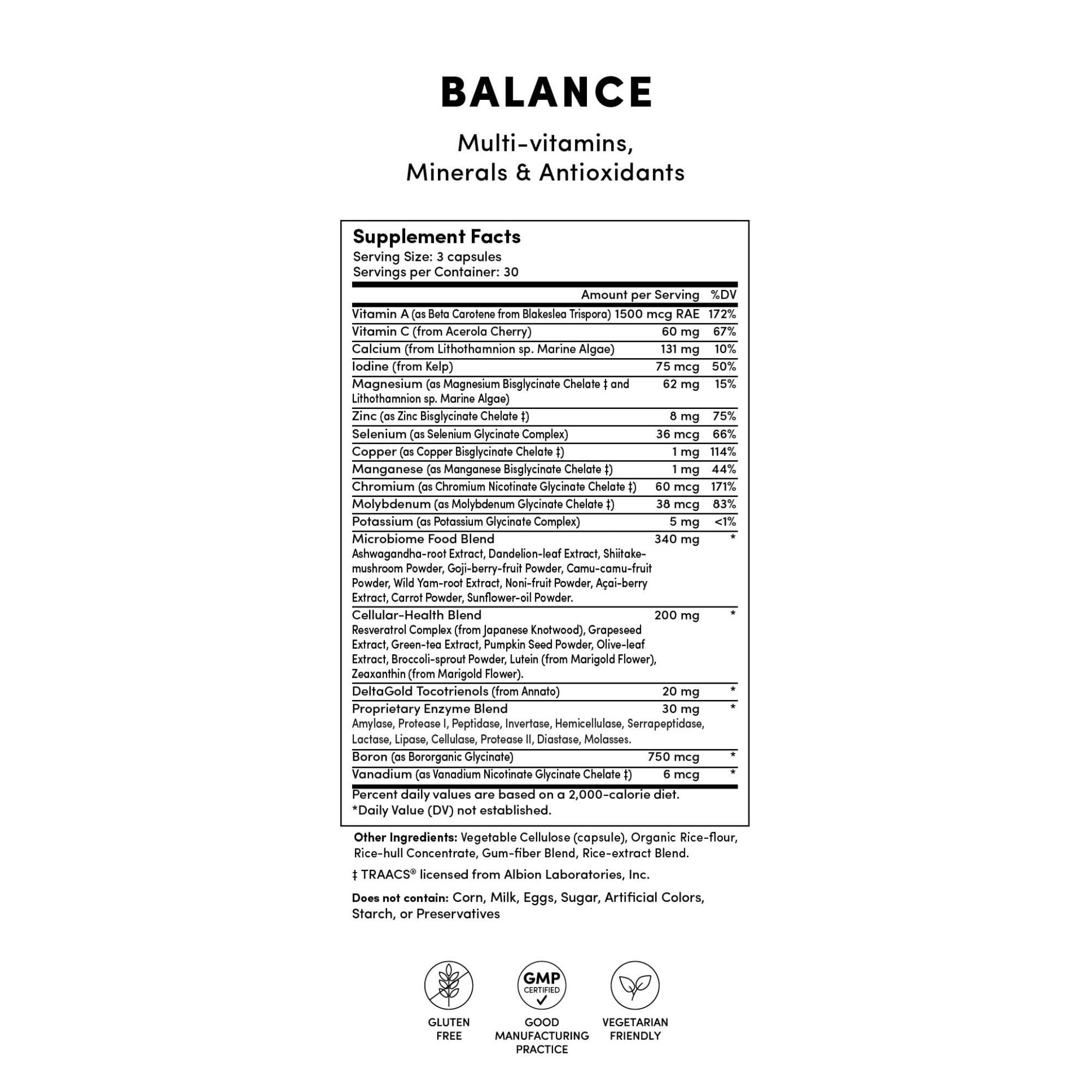 Tranont Balance | 90 Count | Multi-Mineral & Vitamin Capsules for Adults | Vitamin C, A, and E Magnesium, Zinc, Calcium, and Iodine | Boosts Immunity, Energy, and Digestion | Gluten Free, Vegetarian Tranont buy supplements canada