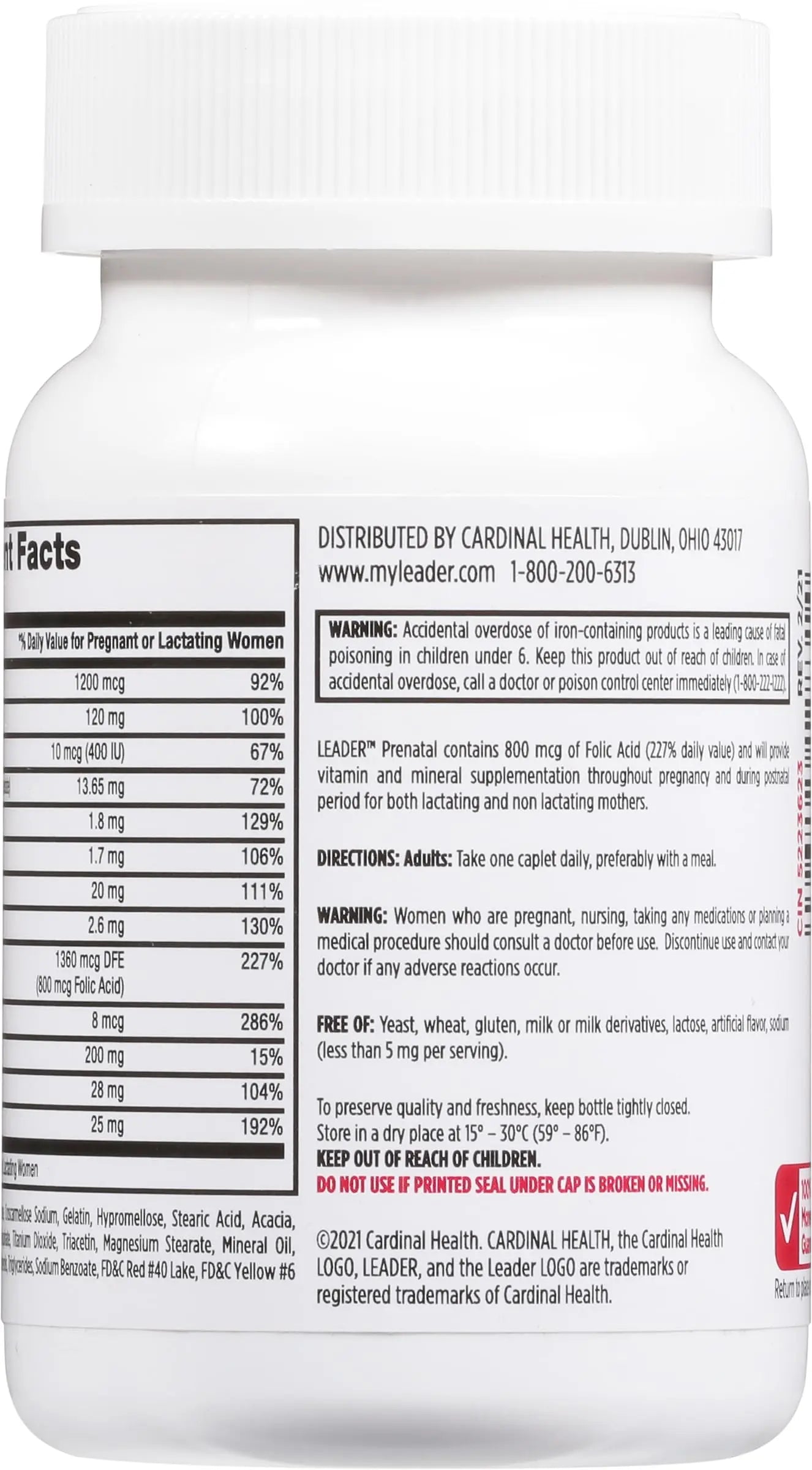 Leader Prenatal Multivitamin with 800mcg Folic Acid & Essential Nutrients for Healthy Pregnancy & Fetal Development, High Potency Vitamin Leader buy supplements canada
