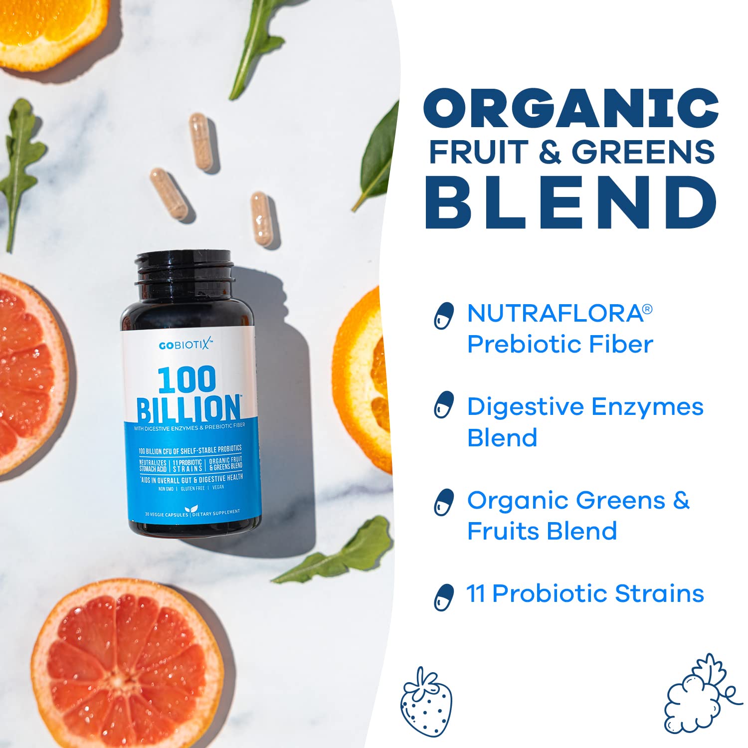 100 Billion - Probiotics and Prebiotics Supplement Pills - Digestive Enzymes and Prebiotic GOBIOTIX buy supplements canada