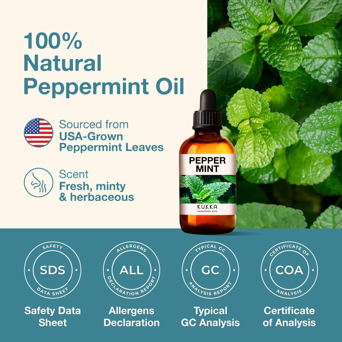 Kukka Peppermint Oil for Hair - Natural Mint Essential Oils - Premium Grade Natural Peppermint Essential Oil KUKKA essential oils buy supplements canada