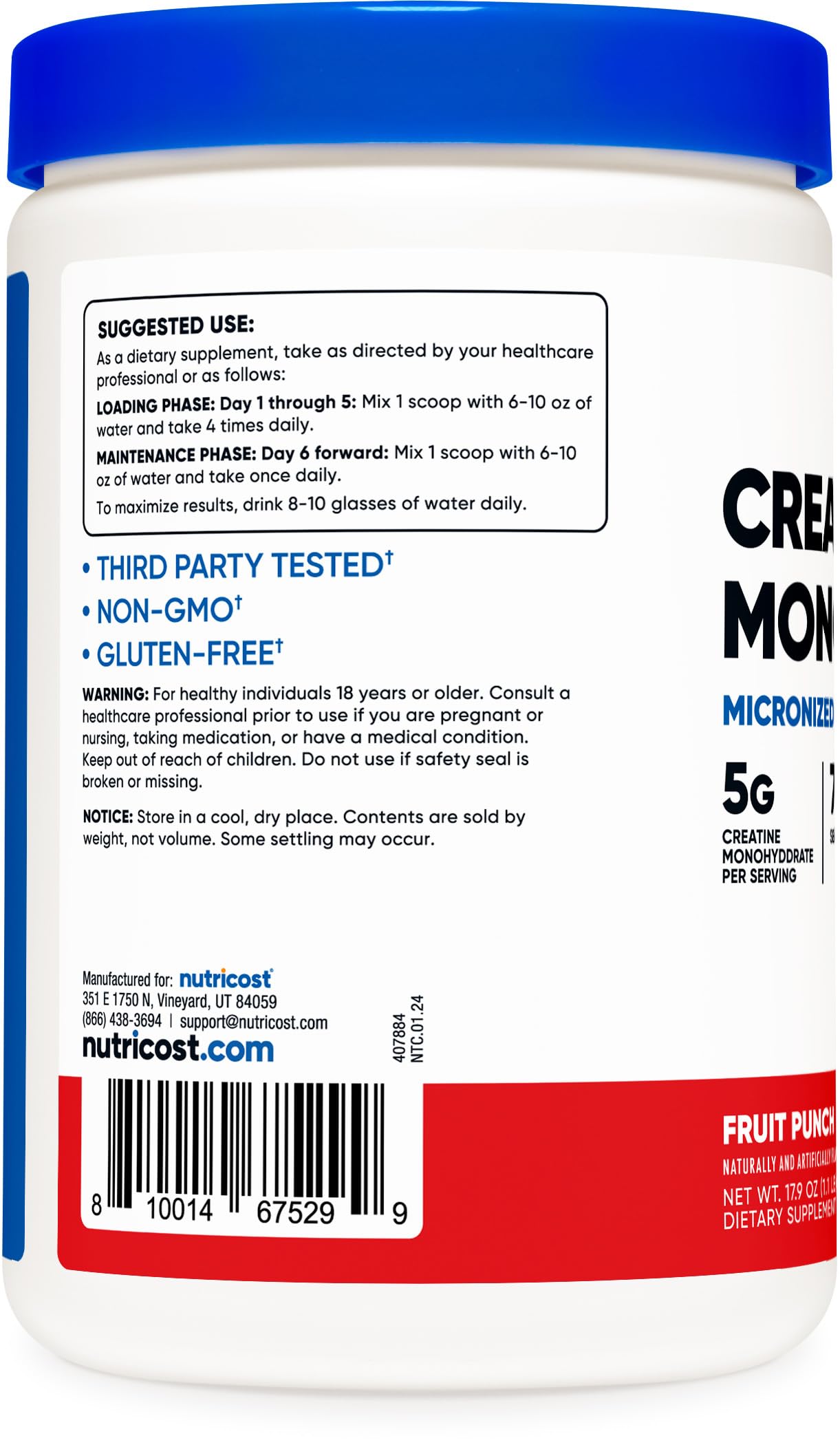 Nutricost Creatine Monohydrate Powder (Fruit Punch, 500 Gram) Nutricost buy supplements canada