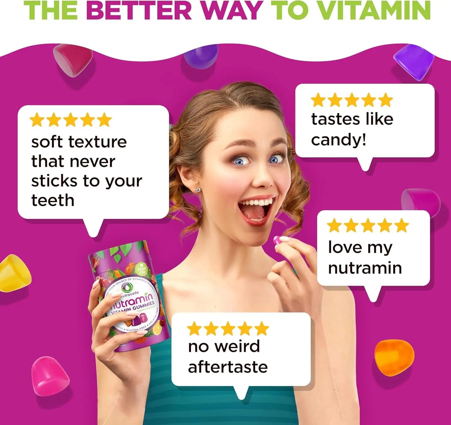 NUTRAMIN Daily Vegan Keto Multivitamin Gummies Non-GMO Natural Vitamin C D + Zinc for Immunity, Plant-Based, Sugar-Free, Nut-Free Nutracelle buy supplements canada