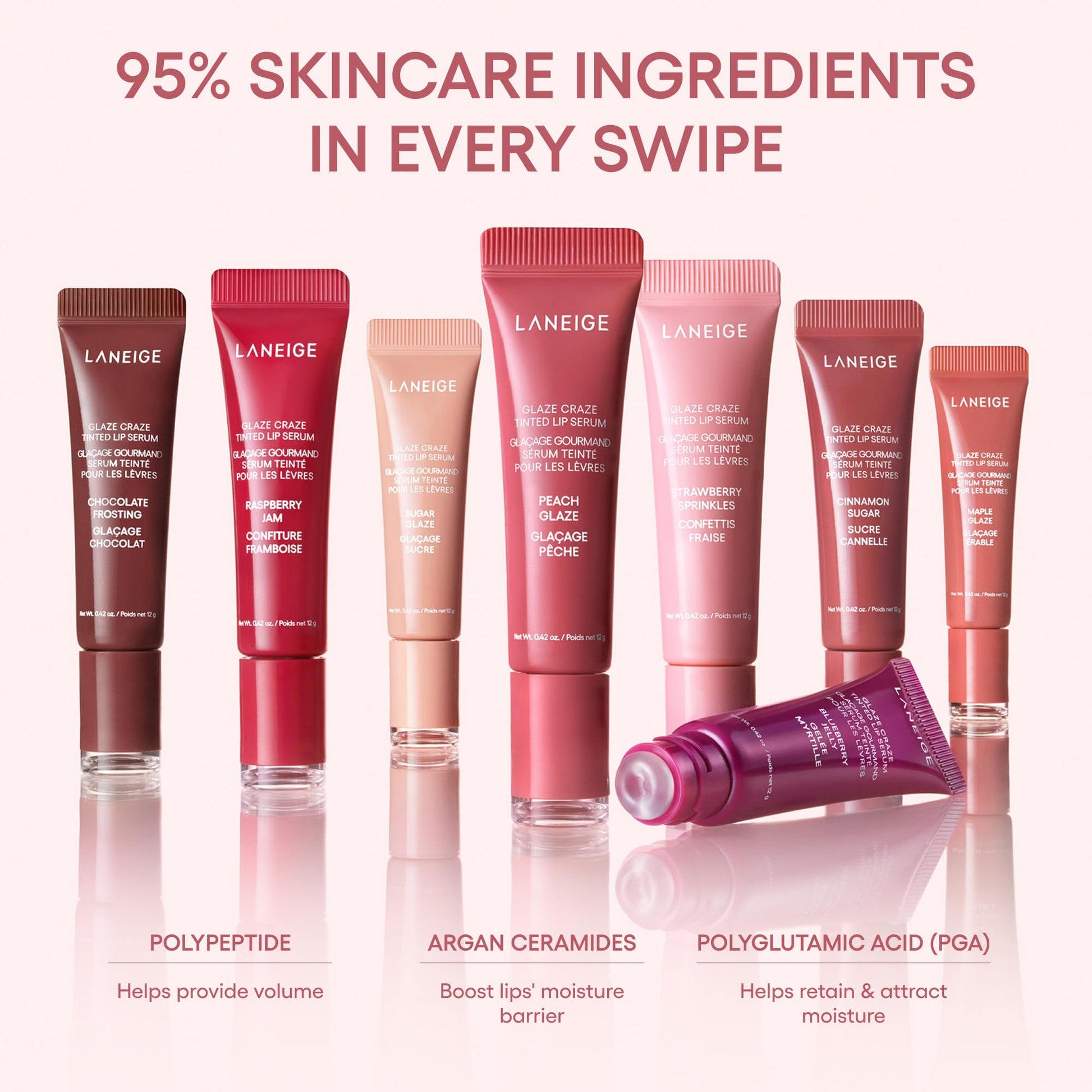 LANEIGE Glaze Craze Tinted Lip Serum, Strawberry Sprinkles: Hydrating Serum for Glossy,Nourished Lips with Plumping Polypeptides,0.42 oz LANEIGE buy supplements canada