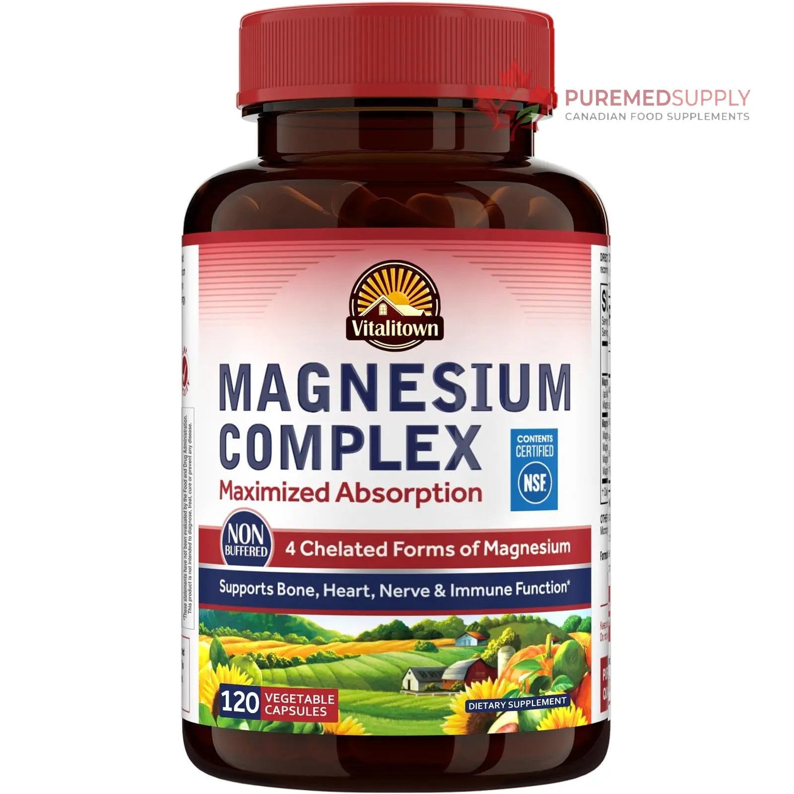 Vitalitown Magnesium Complex Supplement 500mg - NSF Certified Magnesium Glycinate, Malate, Taurate & Citrate - Chelated High Absorption & Gentle on Stomach - Vegan Non-GMO 120 Capsules VITALITOWN buy supplements canada