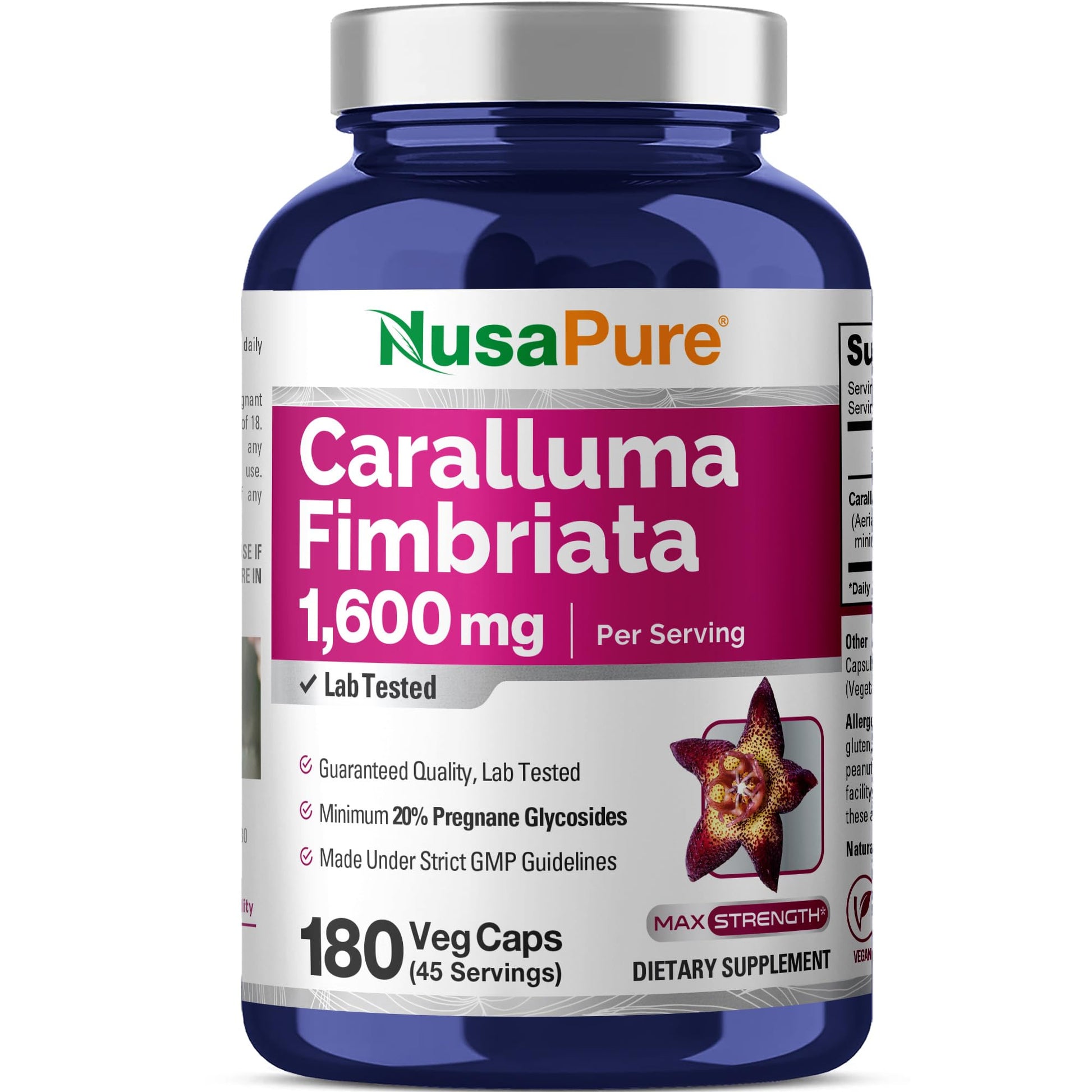 NusaPure Caralluma Fimbriata 1600mg - 180 Veggie Capsules (Non-GMO, Vegan) NusaPure buy supplements canada
