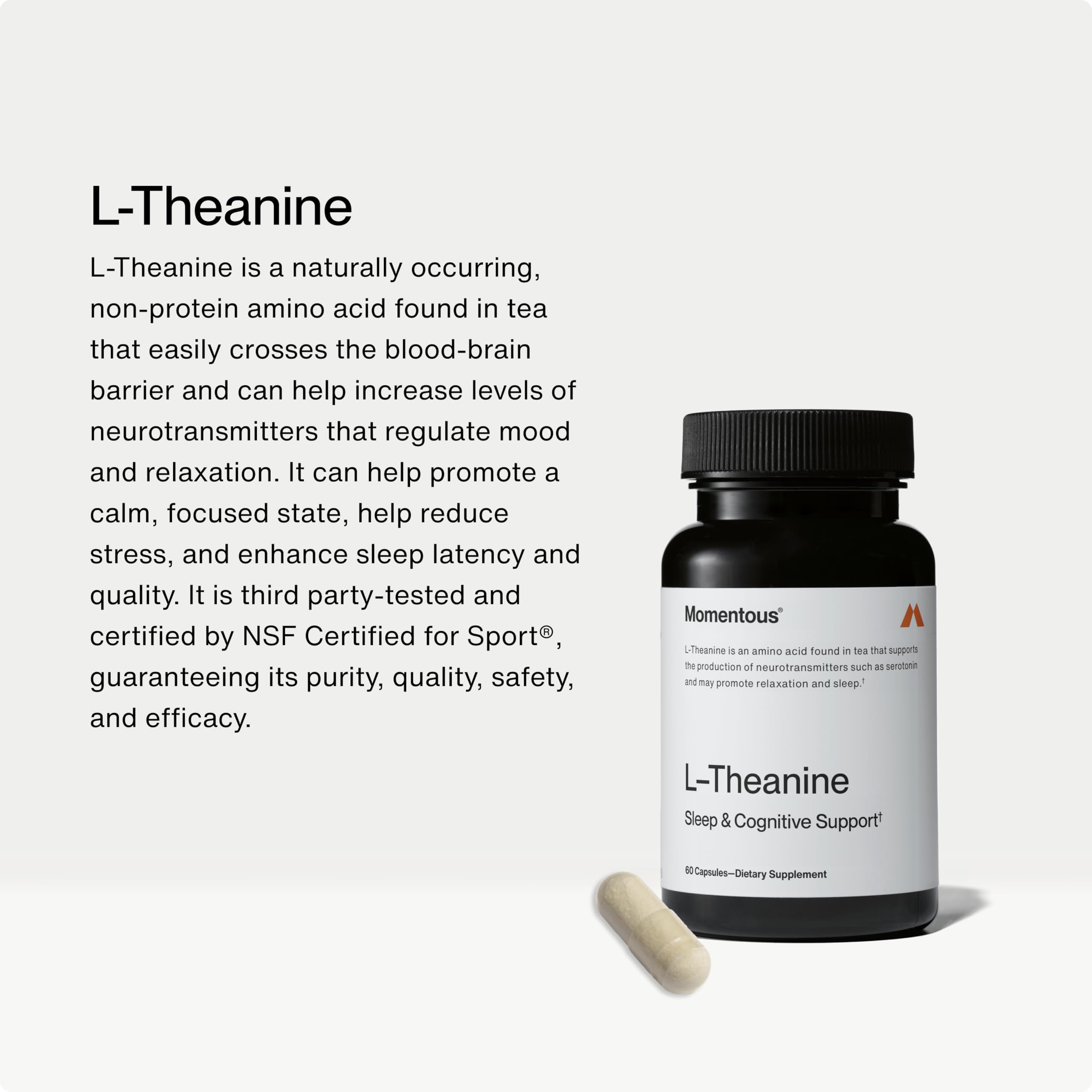 Momentous L-Theanine Supplement - 200 mg Capsules to Promote Relaxation & Focus - NSF Certified for Sport Momentous buy supplements canada