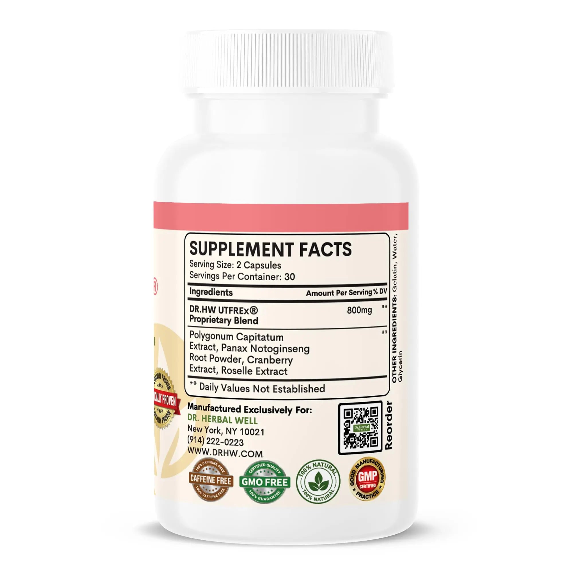 DR. HERBAL WELL UTFREX Clinically Proven Urinary Tract UTI Health Supplement Natural Support Cleanse Flush Protect (No Probiotics & D-Mannose) – 60 Capsules DR. HERBAL WELL buy supplements canada