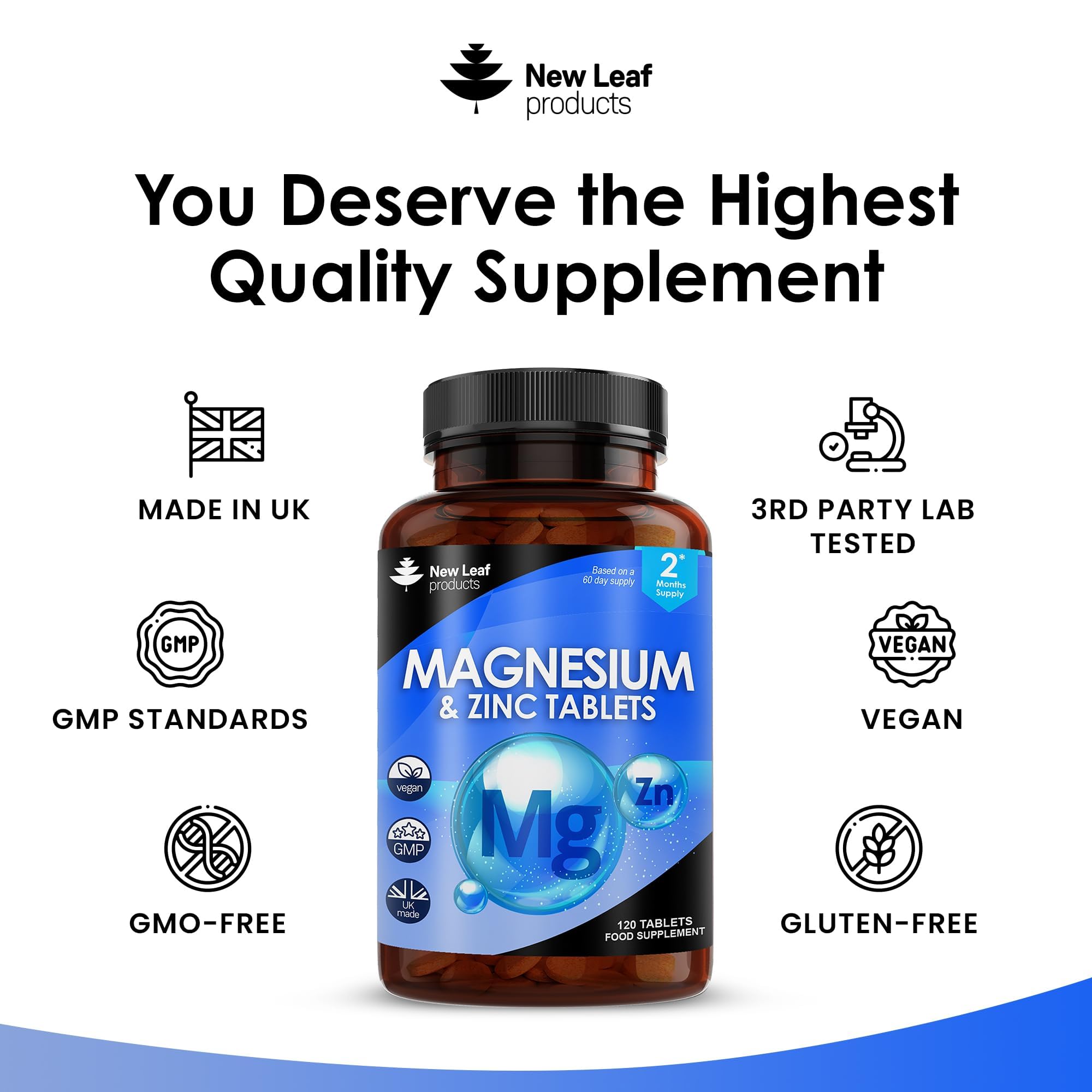 Magnesium Supplements 516mg With Zinc - 120 Magnesium Tablets Supports Muscle NEW LEAF PRODUCTS buy supplements canada