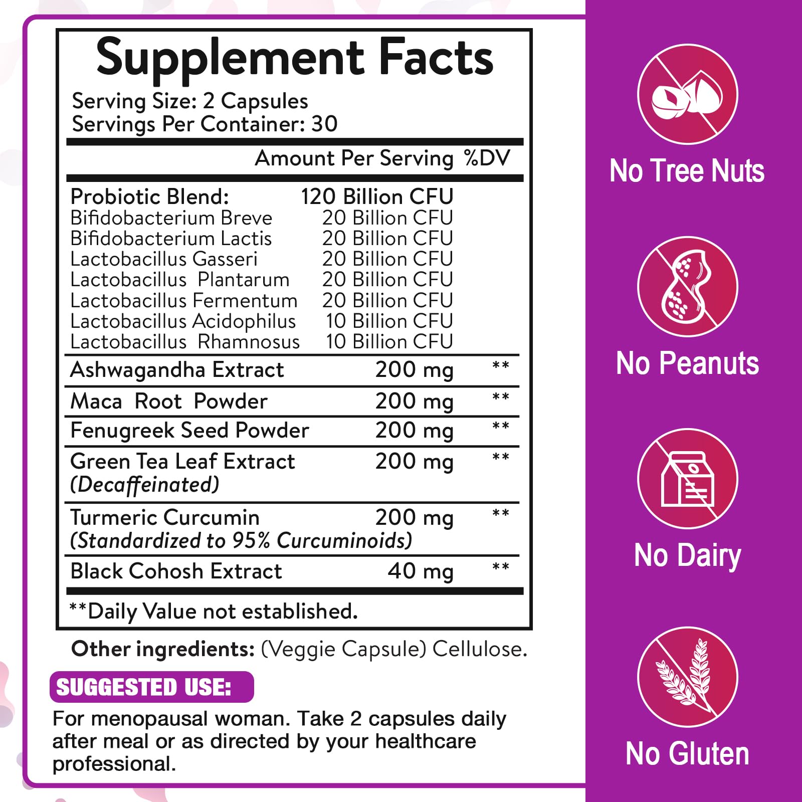 Menopause Supplements for Women, 120 Billion CFU Menopause Probiotics for Women, All-Natural Probiotic for Hot Flashes Menopause, Night Sweats, Mood Swings, Gut and Hormone - 60 Herbal Capsules Zwllood buy supplements canada