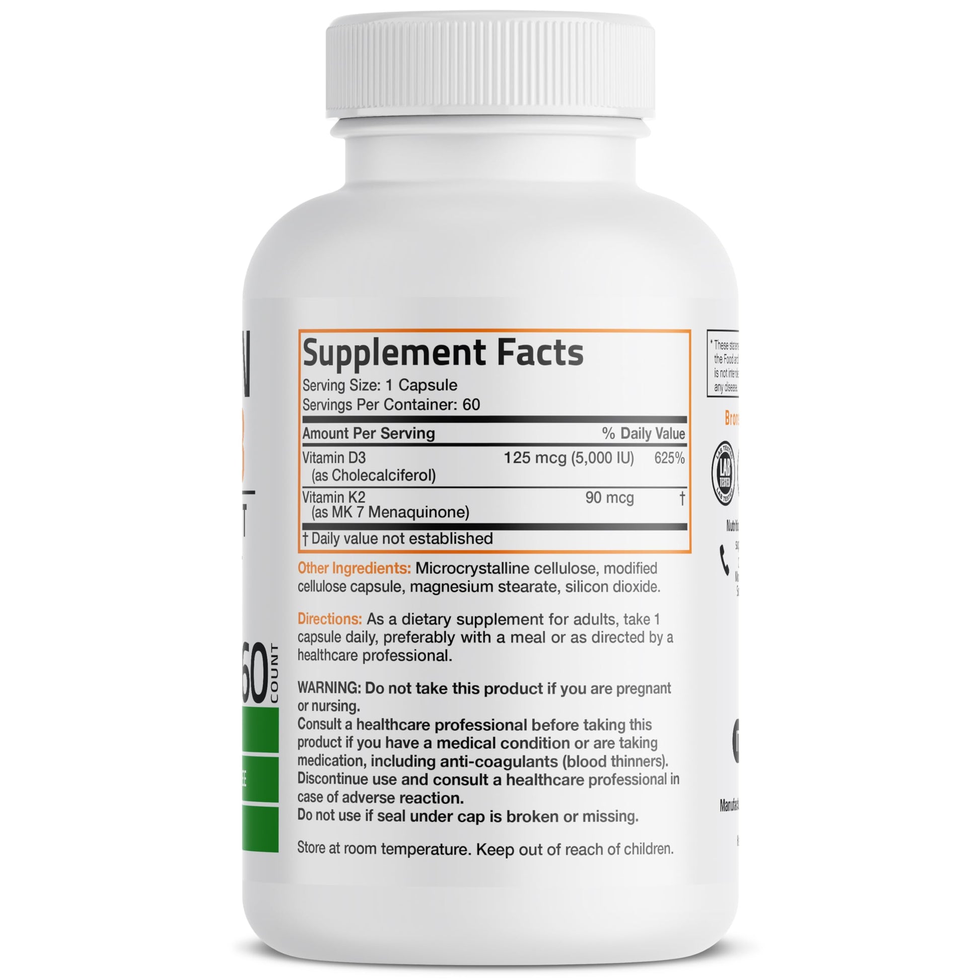 Bronson Vitamin K2 D3 (MK7) Supplement Non-GMO Formula Vitamin D3 5000IU (125 mcg) & 90 mcg K2 MK-7 Bronson buy supplements canada