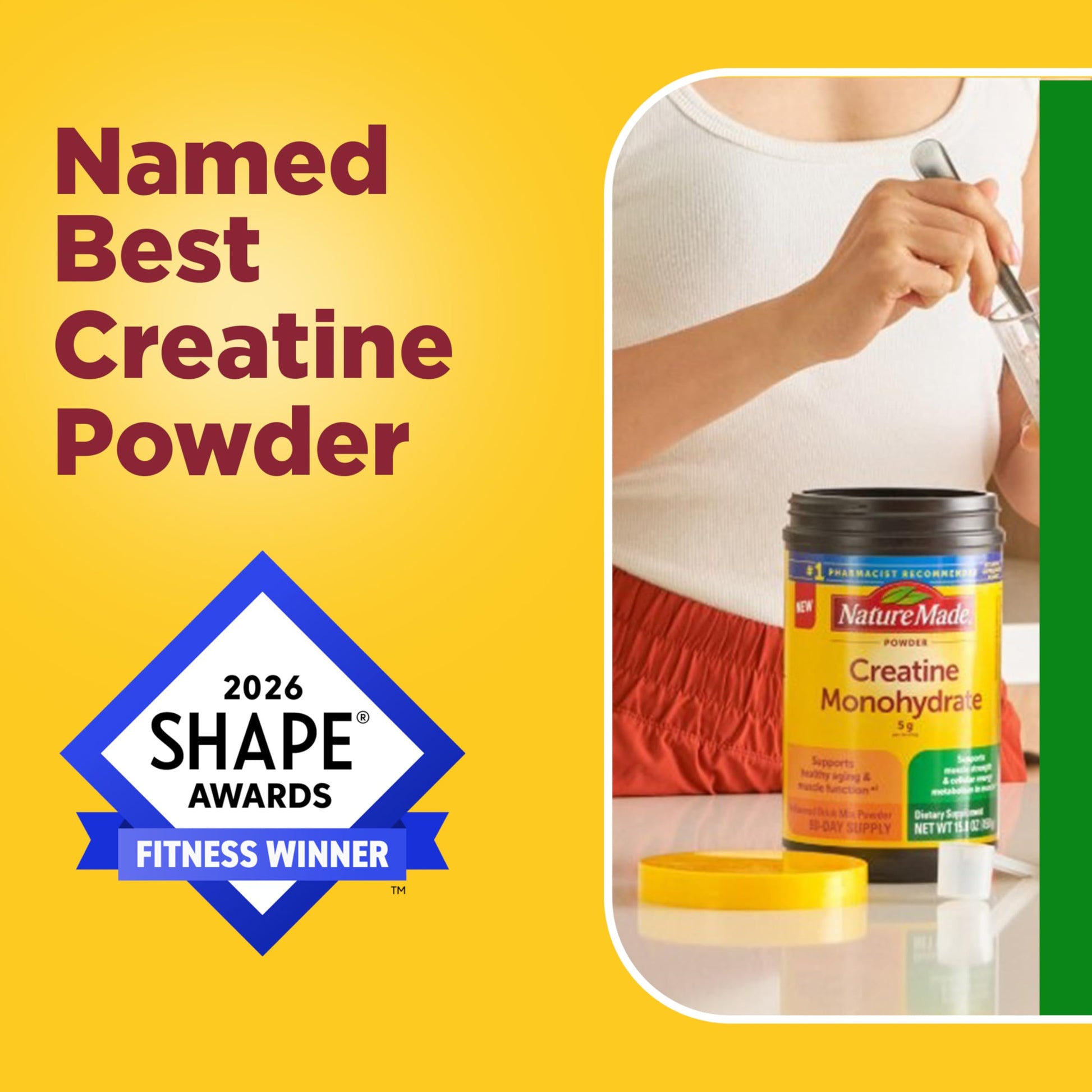 Nature Made Micronized Creatine Monohydrate Powder 5 g per Serving, Unflavored Drink Mix Powder, Muscle Support, 450 g, 90 Day Supply Nature Made buy supplements canada