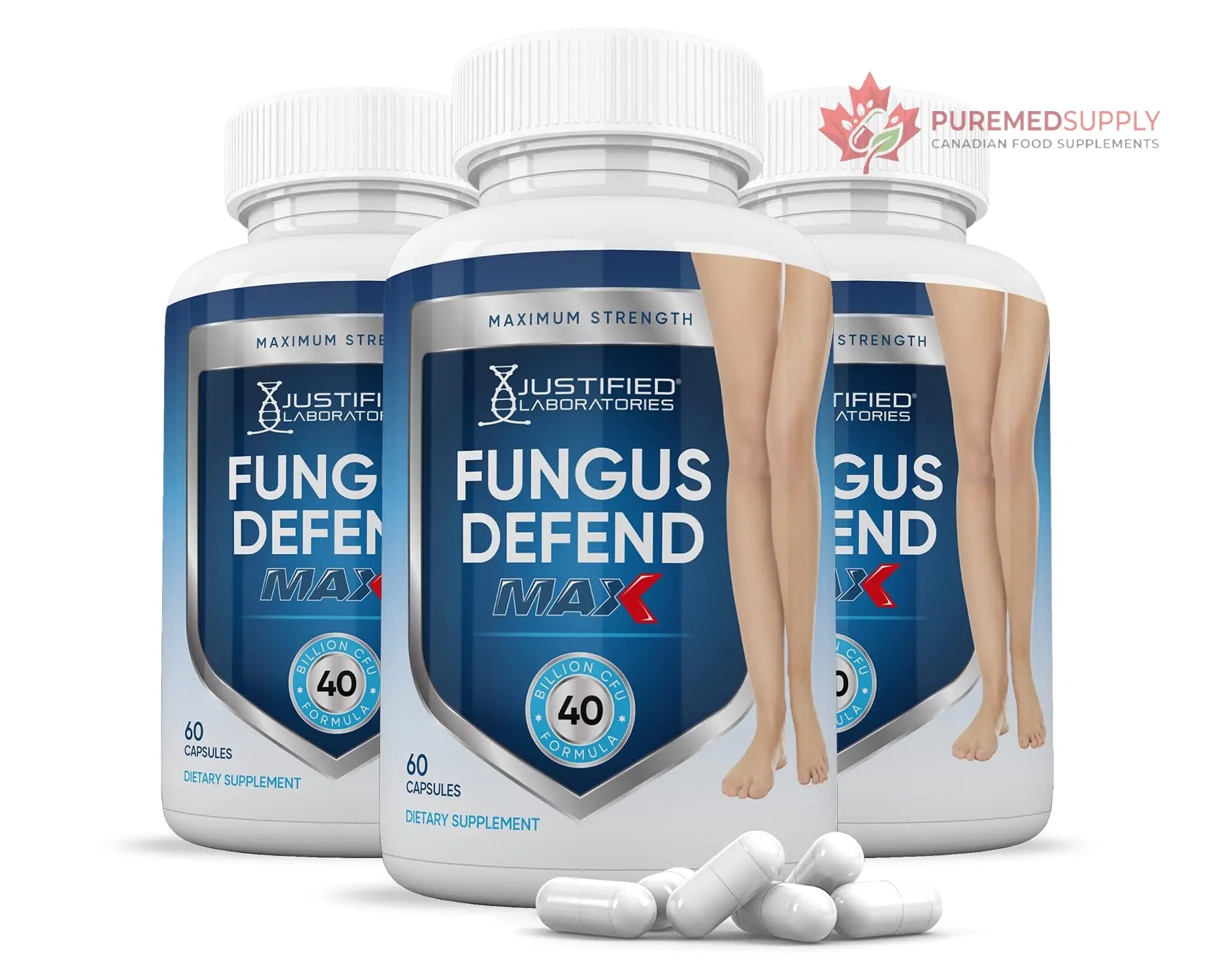 Justified Laboratories (3 Pack) Fungus Defend Max Pills 40 Billion CFU Probiotic 180 Capsules Justified Laboratories buy supplements canada