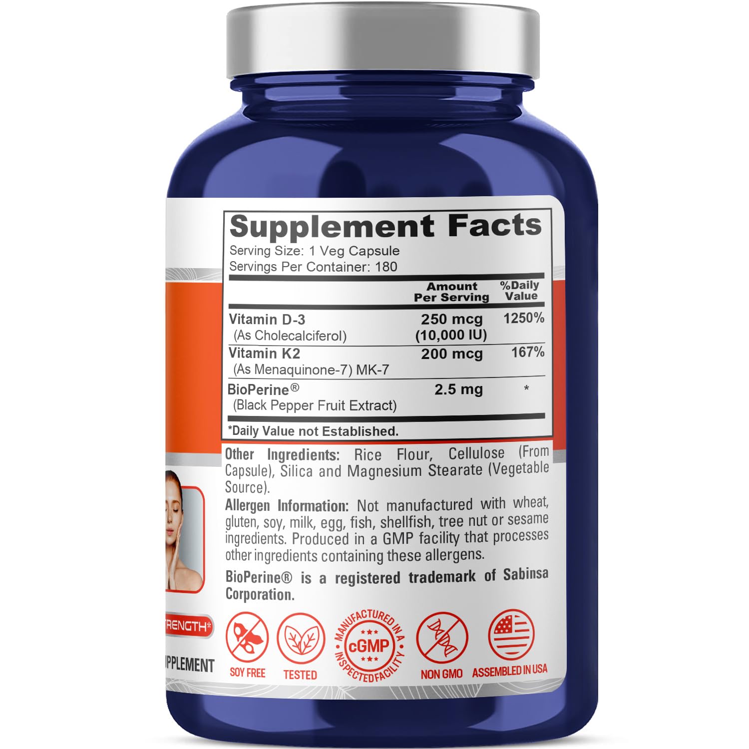 NusaPure Vitamin K2 (MK7) (200mcg) + Vitamin D3 (10000 IU) 180 Veg Caps - Bioperine, Soyfree, Non-GMO NusaPure buy supplements canada