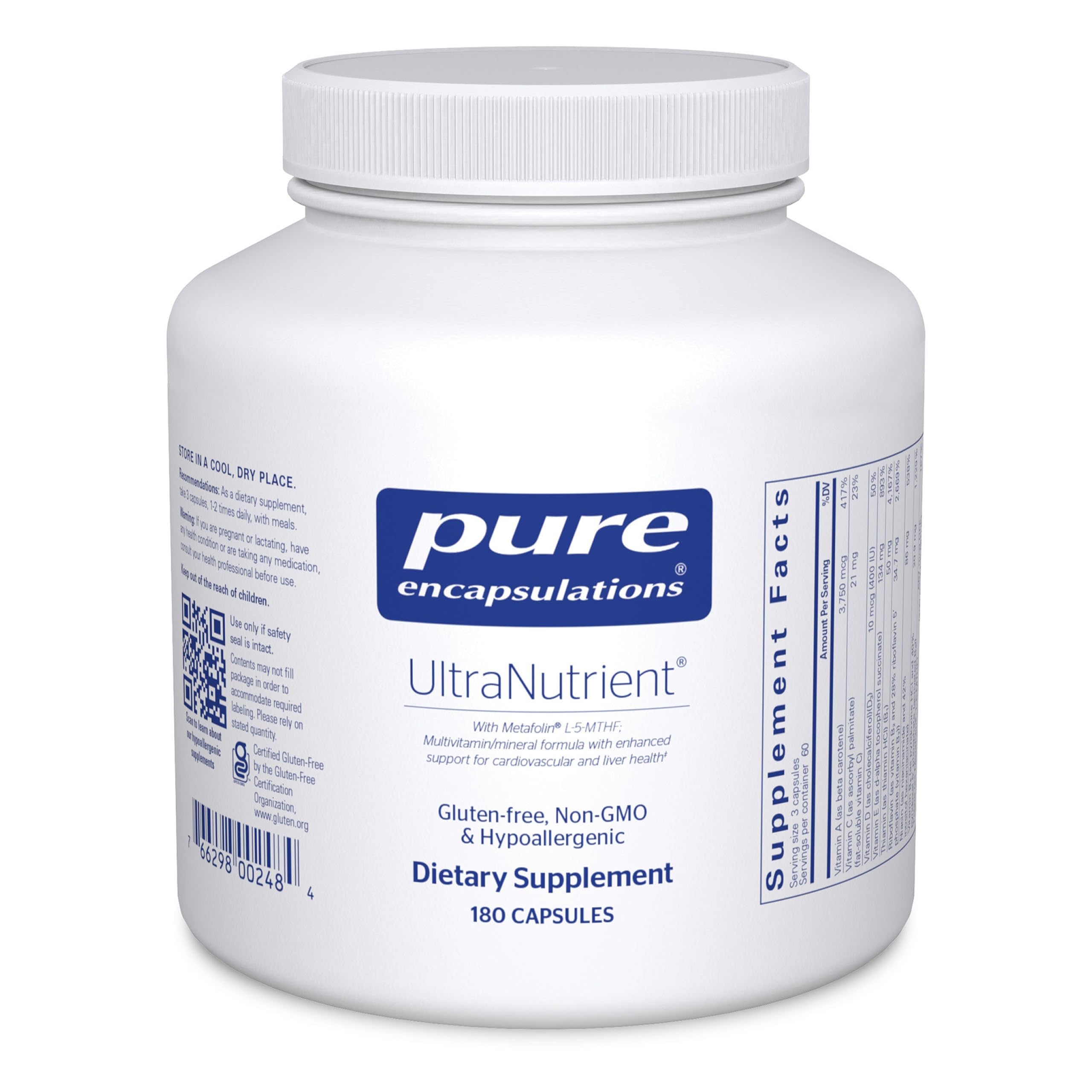 Pure Encapsulations UltraNutrient - Minerals & Multivitamins - Supports Liver & Heart Health* - Supplement for Antioxidants - with Vitamin C, CoQ10 & More - Gluten Free - 180 Capsules Pure Encapsulations buy supplements canada