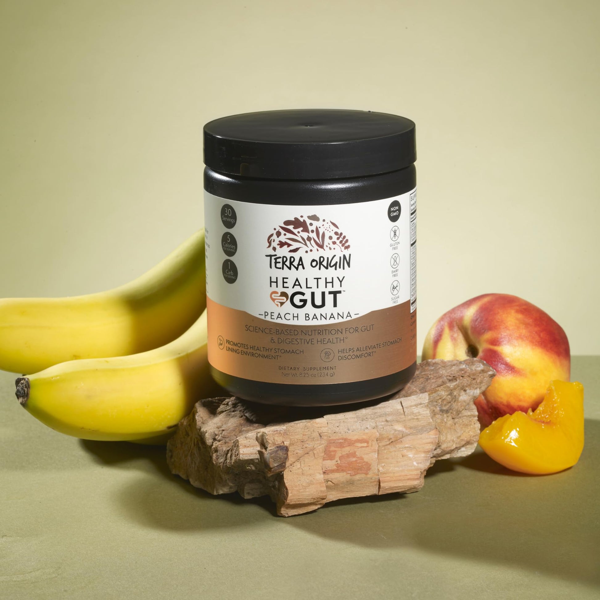 TERRA ORIGIN Healthy Gut Peach Banana | 30-Servings with L-Glutamine, Zinc, Glucosamine, Slippery Elm Bark, Marshmallow Root and More! TERRA ORIGIN buy supplements canada