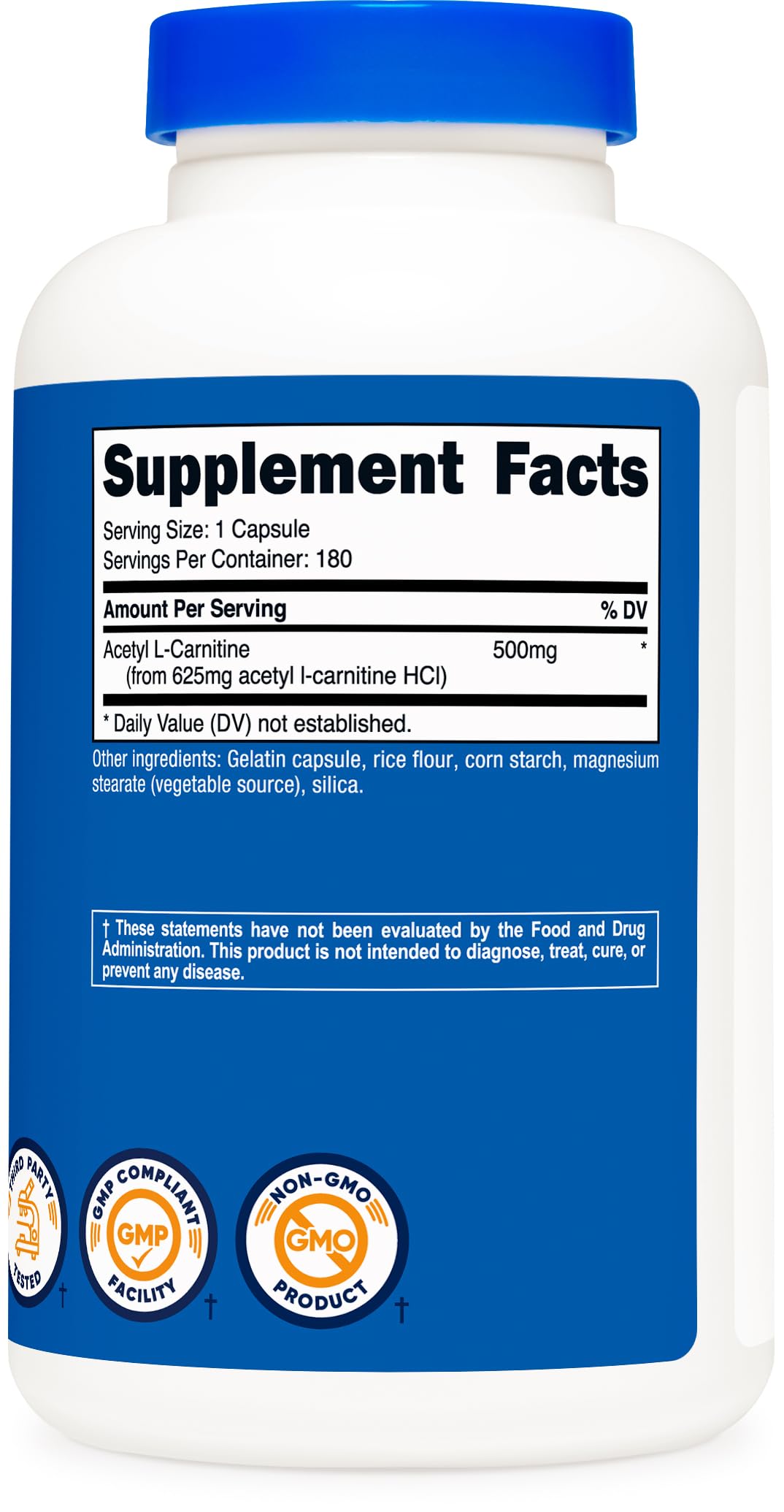 Nutricost Acetyl L-Carnitine (ALCAR) 500mg, 180 Capsules, 180 Servings - Non-GMO and Gluten Free, 1 Capsule per Serving Nutricost buy supplements canada