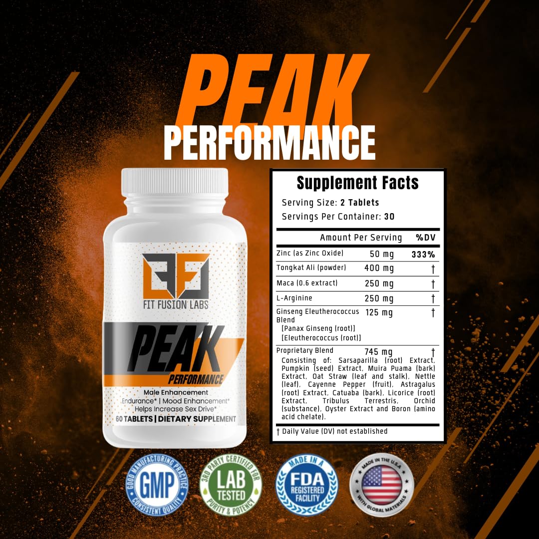 Fit Fusion Labs Peak Performance Natural Male Enhancement & Energy Booster – Tongkat Ali, Maca, Zinc & Ginseng – Supports Stamina, Strength & Recovery – 60 Tablets Fit Fusion Labs buy supplements canada