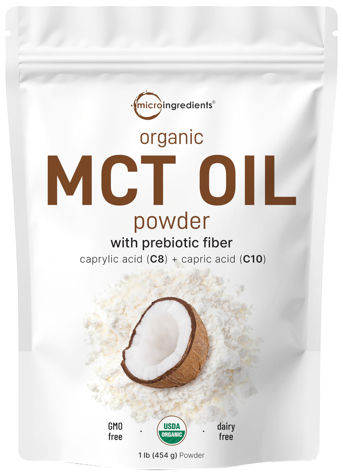 Organic MCT Oil Powder with Prebiotic Fiber,1 Pound(16 Ounce), Fast Fuel for Body and Brain Micro Ingredients buy supplements canada