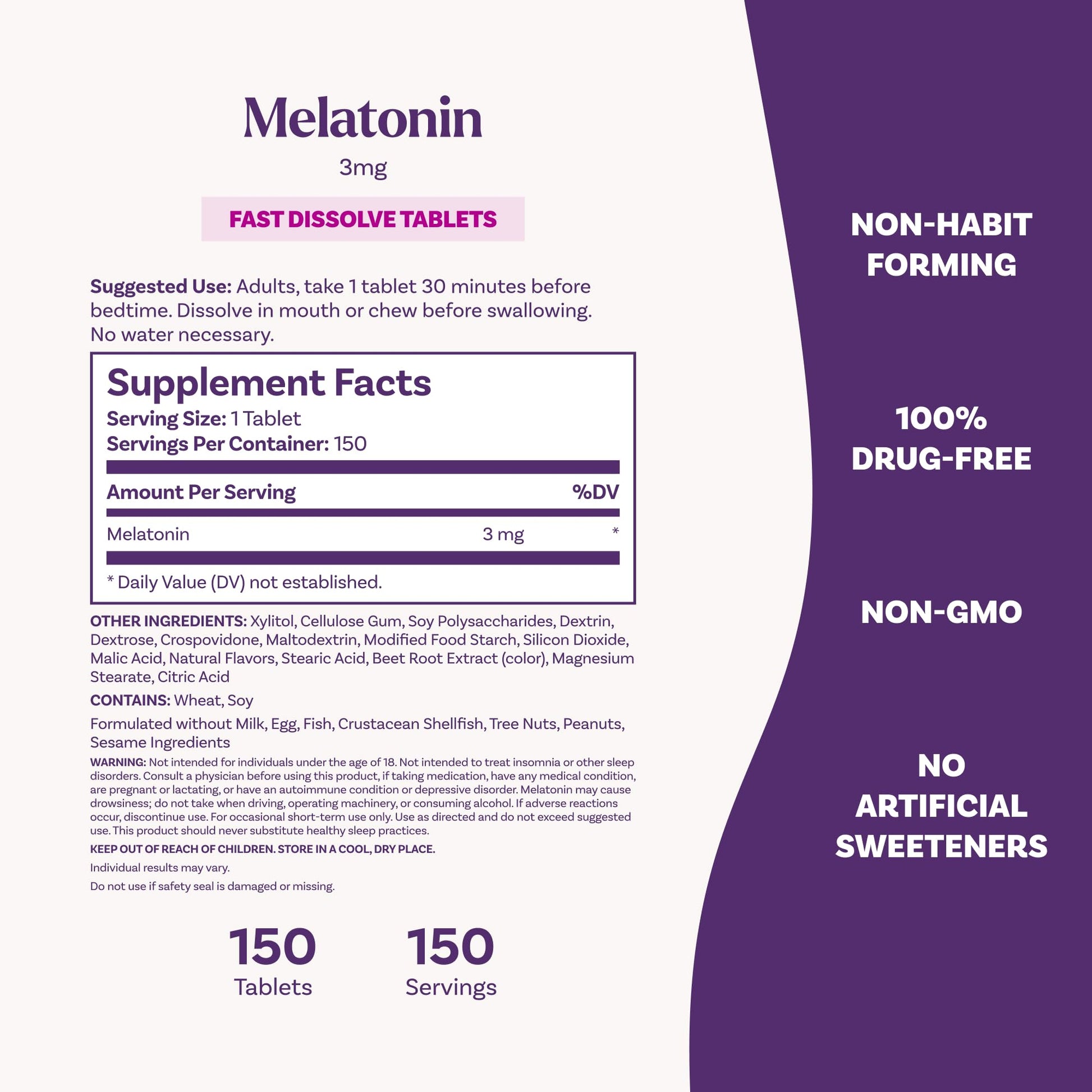 Natrol Fast Dissolve Melatonin 3 mg, Melatonin Supplements for Restful Sleep, Sleep Support for Adults, 150 Strawberry-Flavored Tablets Natrol buy supplements canada
