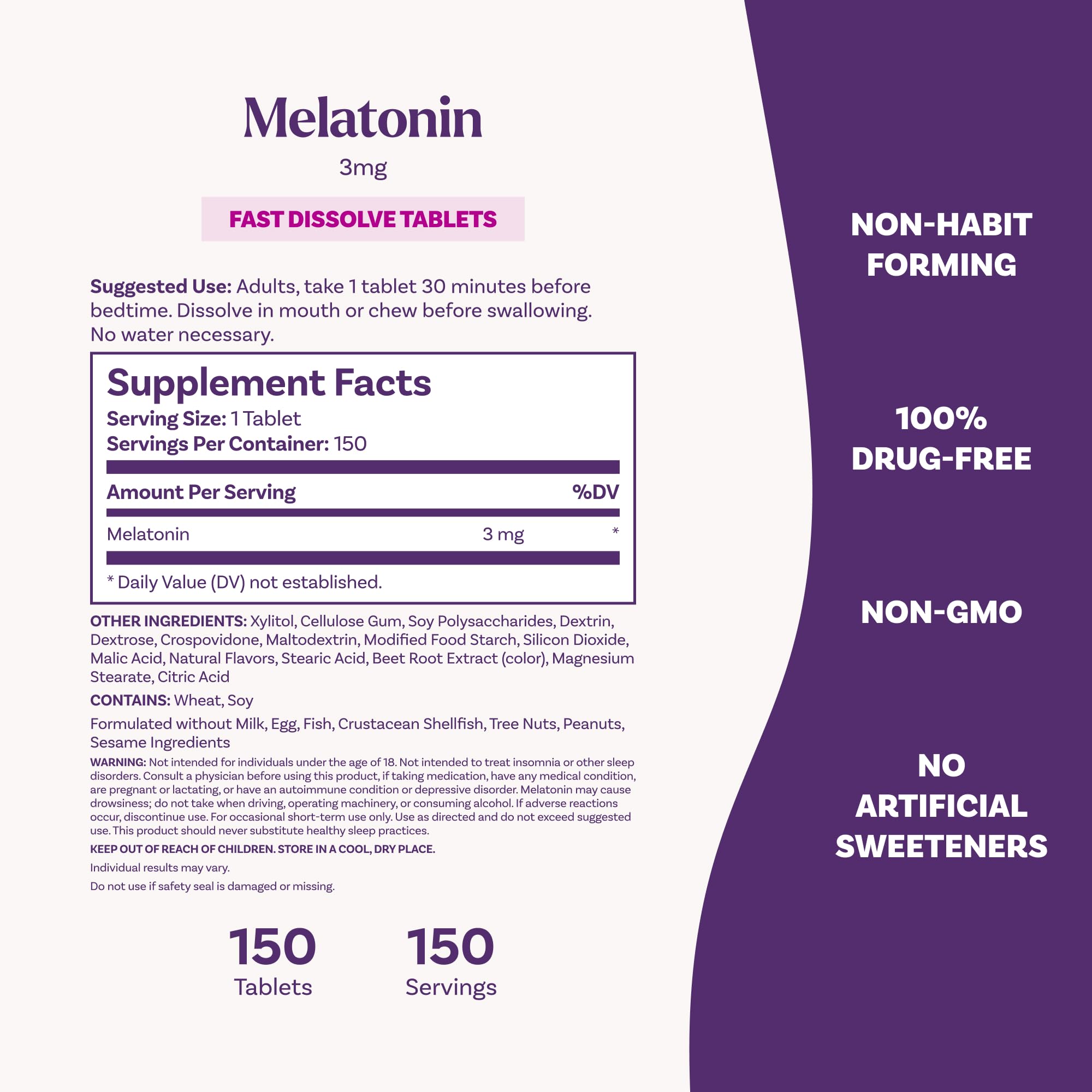Natrol Fast Dissolve Melatonin 3 mg, Melatonin Supplements for Restful Sleep, Sleep Support for Adults, 150 Strawberry-Flavored Tablets Natrol buy supplements canada