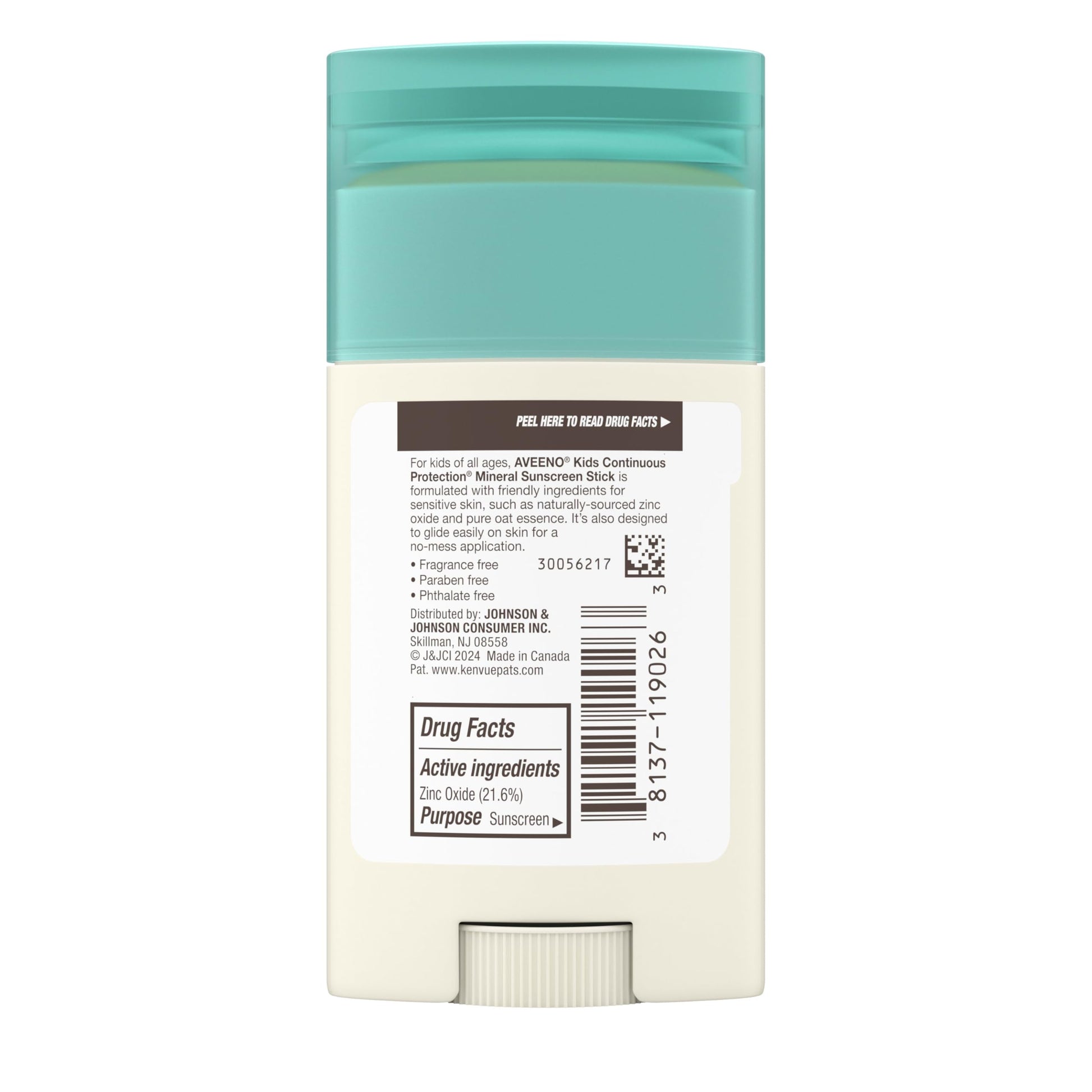 Aveeno Kids Continuous Protection Zinc Oxide Mineral Sunscreen Stick for Sensitive Skin, Face & Body Sunscreen Stick for Kids Aveeno buy supplements canada