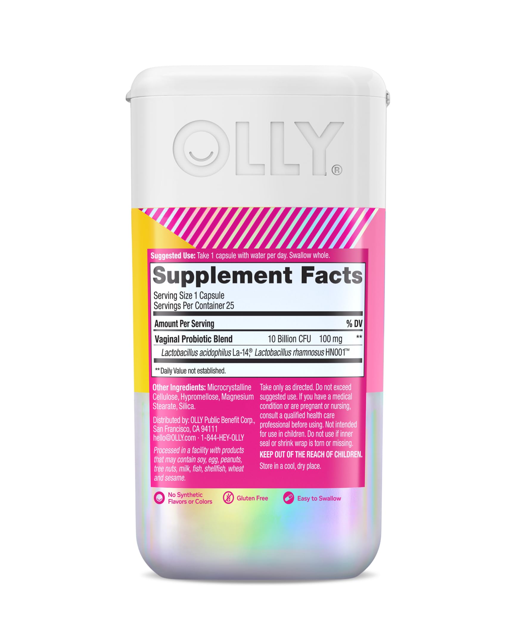 OLLY Happy Hoo-Ha Capsules, Probiotic for Women, Vaginal Health and pH Balance, 10 Billion CFU, Gluten Free - 25 Count OLLY buy supplements canada