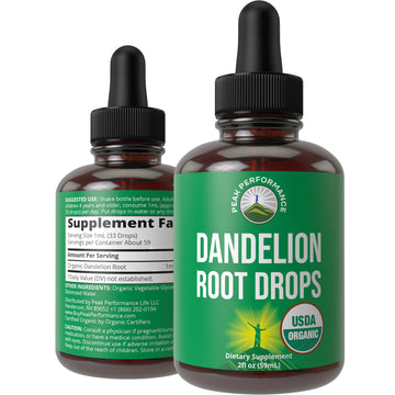 Dandelion Root Extract. USDA Organic Vegan Herbal Liquid Tincture Dandelions Supplement for Women and Men. Leaf Tonic for Immune, Liver, Gut Health. Zero Sugar, Gluten Free Supplements Not Capsules Peak Performance buy supplements canada